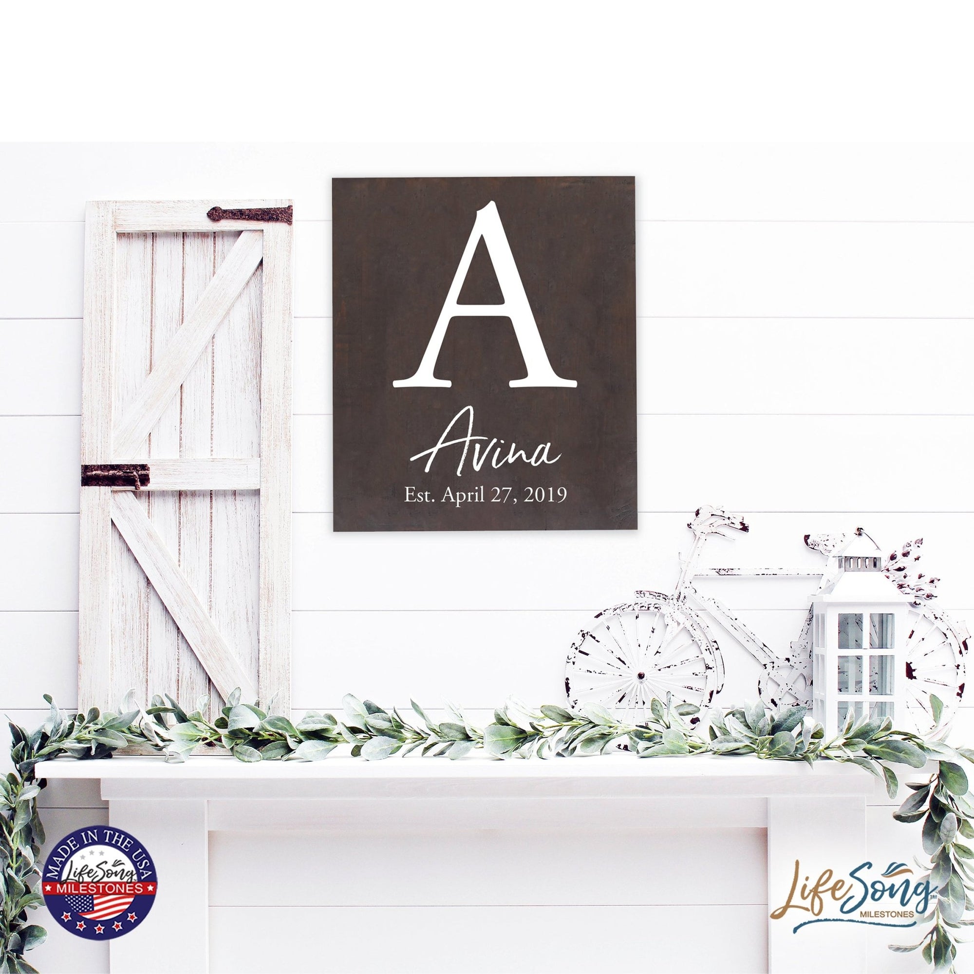 Personalized 18x21 Modern Family Established Wooden Pallet Wall Art Home Decoration - The Avina - LifeSong Milestones