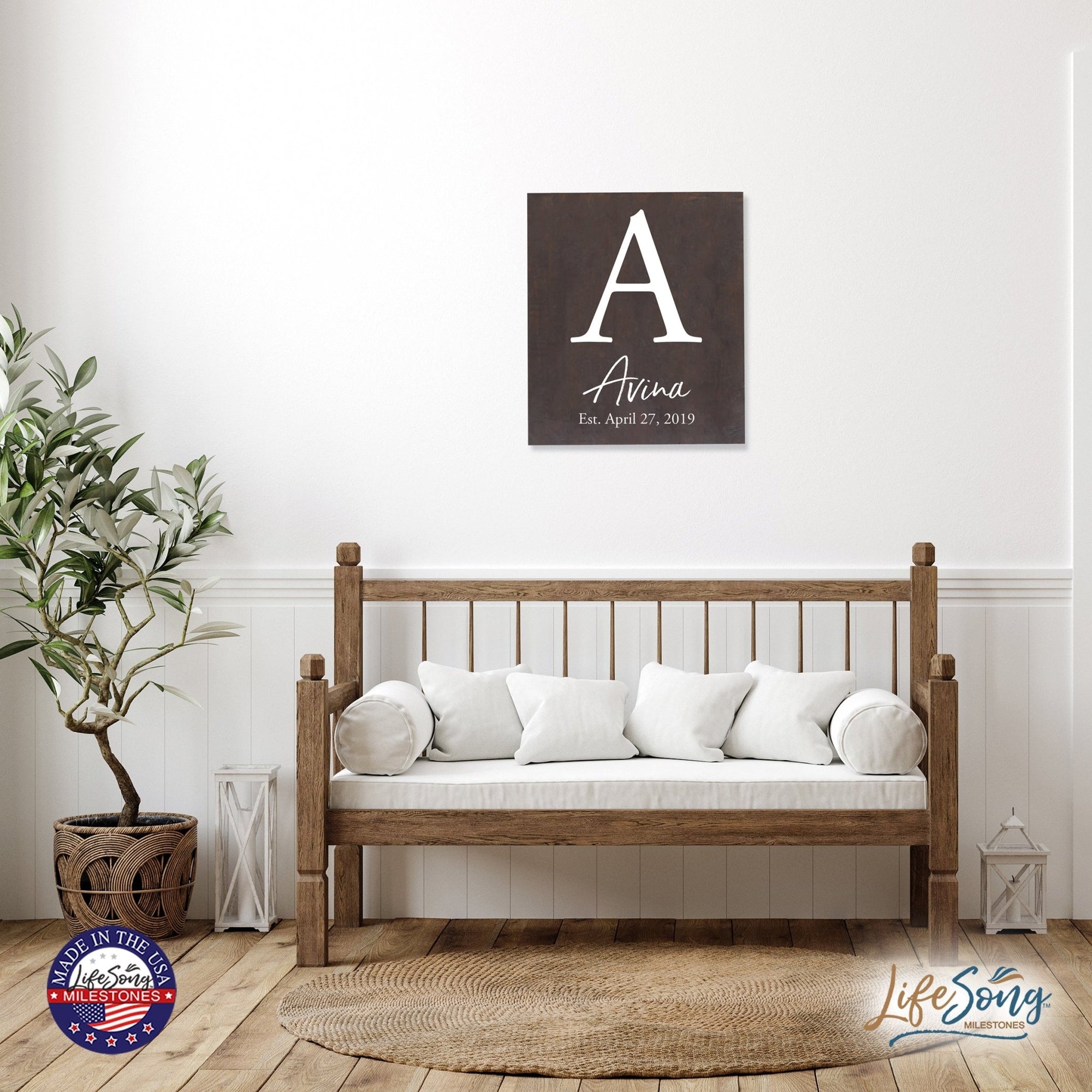 Personalized 18x21 Modern Family Established Wooden Pallet Wall Art Home Decoration - The Avina - LifeSong Milestones