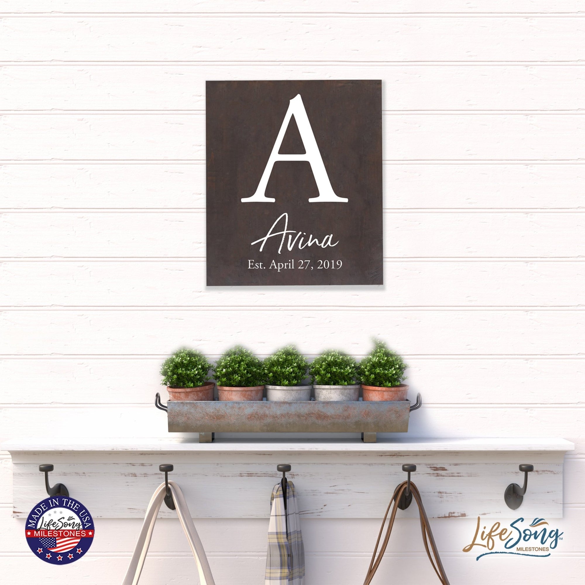 Personalized 18x21 Modern Family Established Wooden Pallet Wall Art Home Decoration - The Avina - LifeSong Milestones