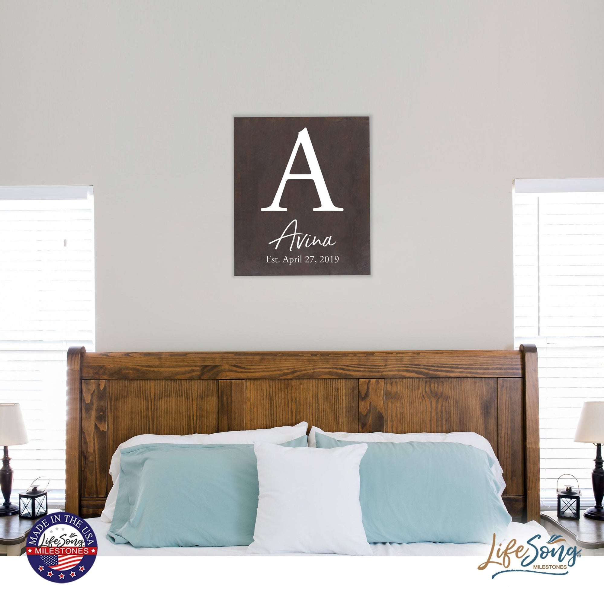 Personalized 18x21 Modern Family Established Wooden Pallet Wall Art Home Decoration - The Avina - LifeSong Milestones