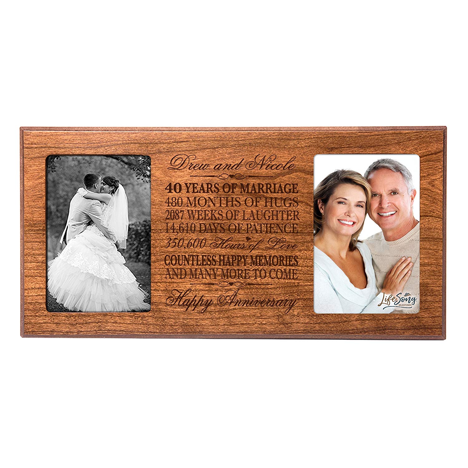 40th Anniversary - 4x6 Inch Wood Picture Frame - Great Anniversary