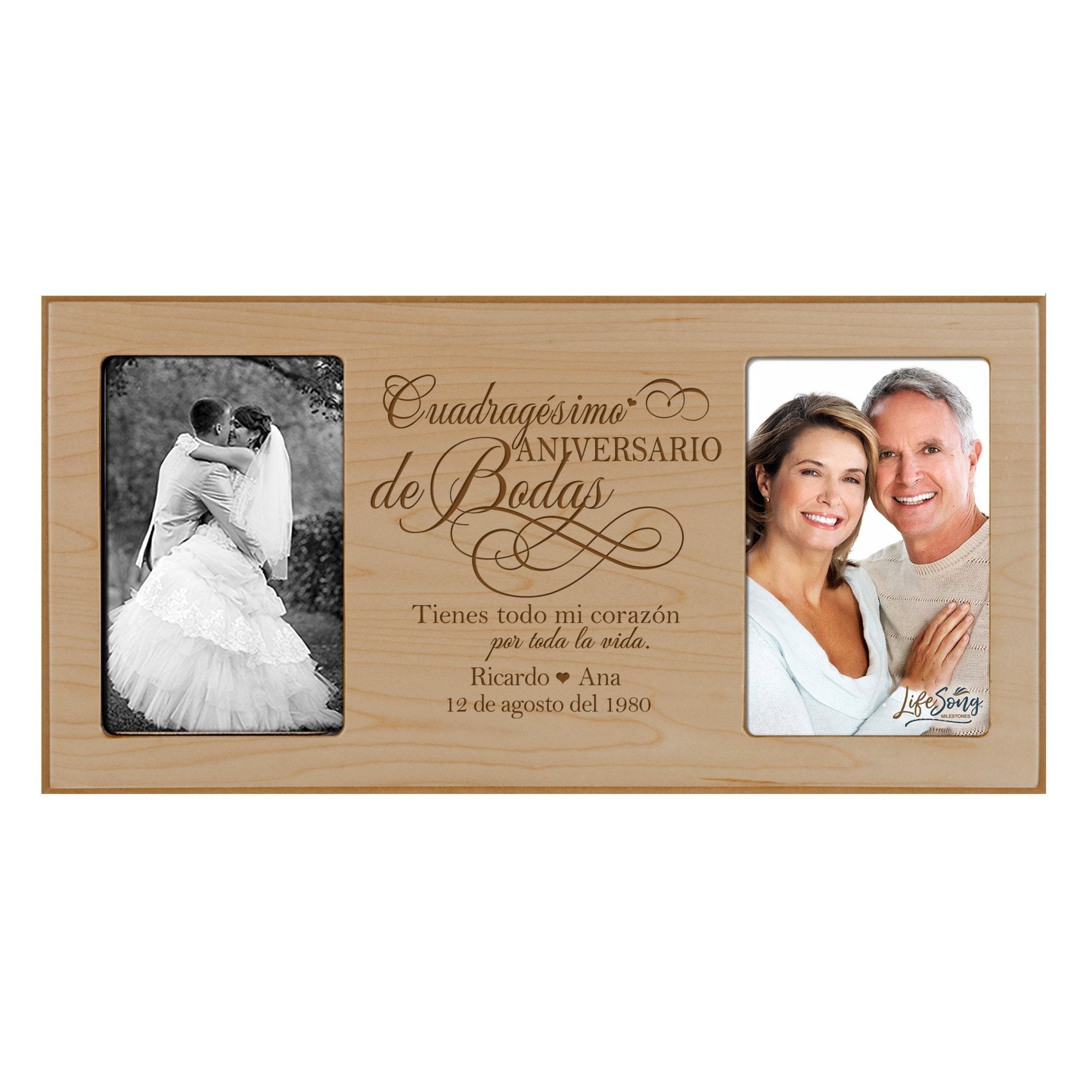 Lifesong Milestones Personalized Couples 40th Wedding Anniversary Spanish Picture Frame Home Decor