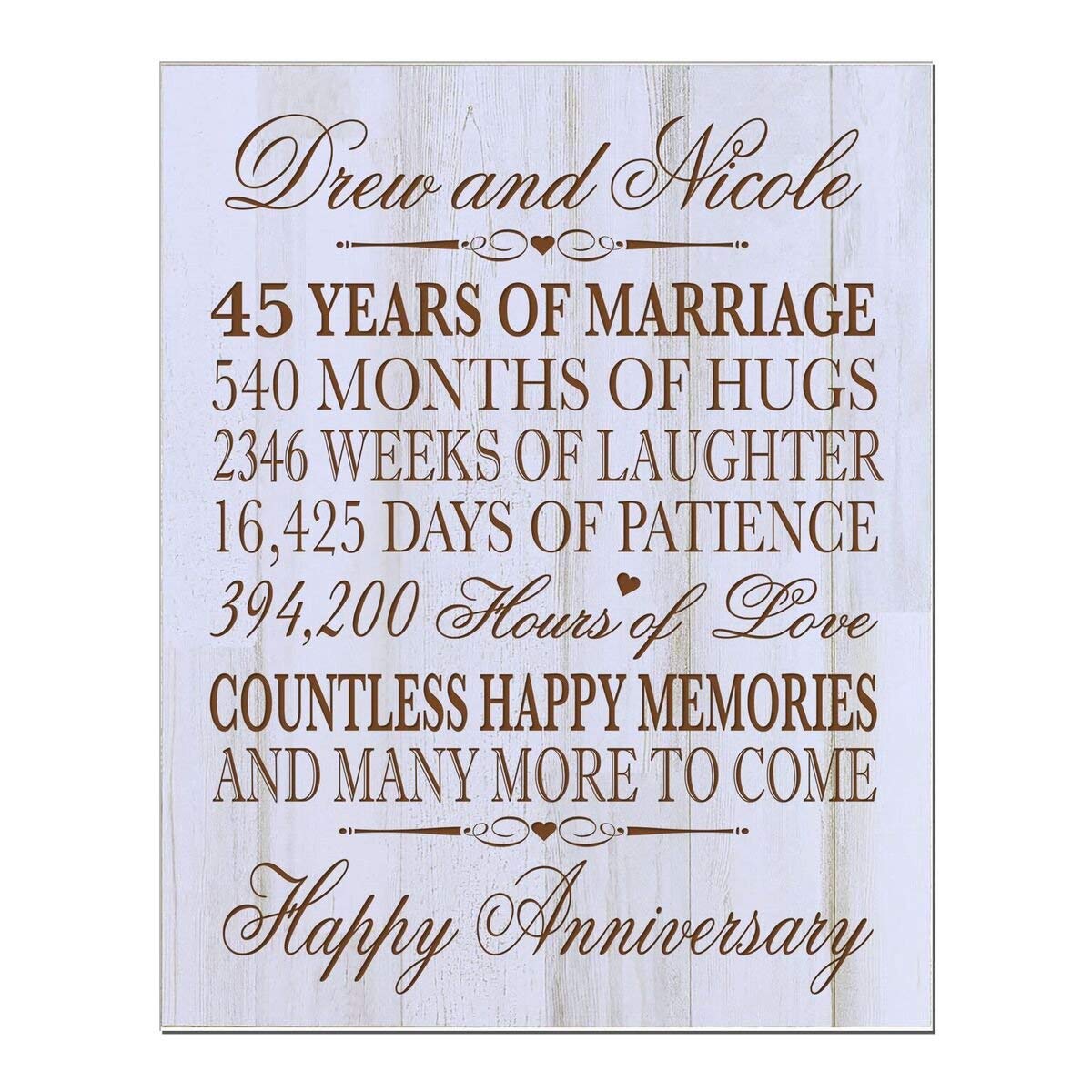 5th Wedding Anniversary Wall Plaque Gifts for Couple, 5th Anniversary Gifts  for Her,5th Wedding Anniversary Gifts for Him 12 WX 15 H Wall Plaque By
