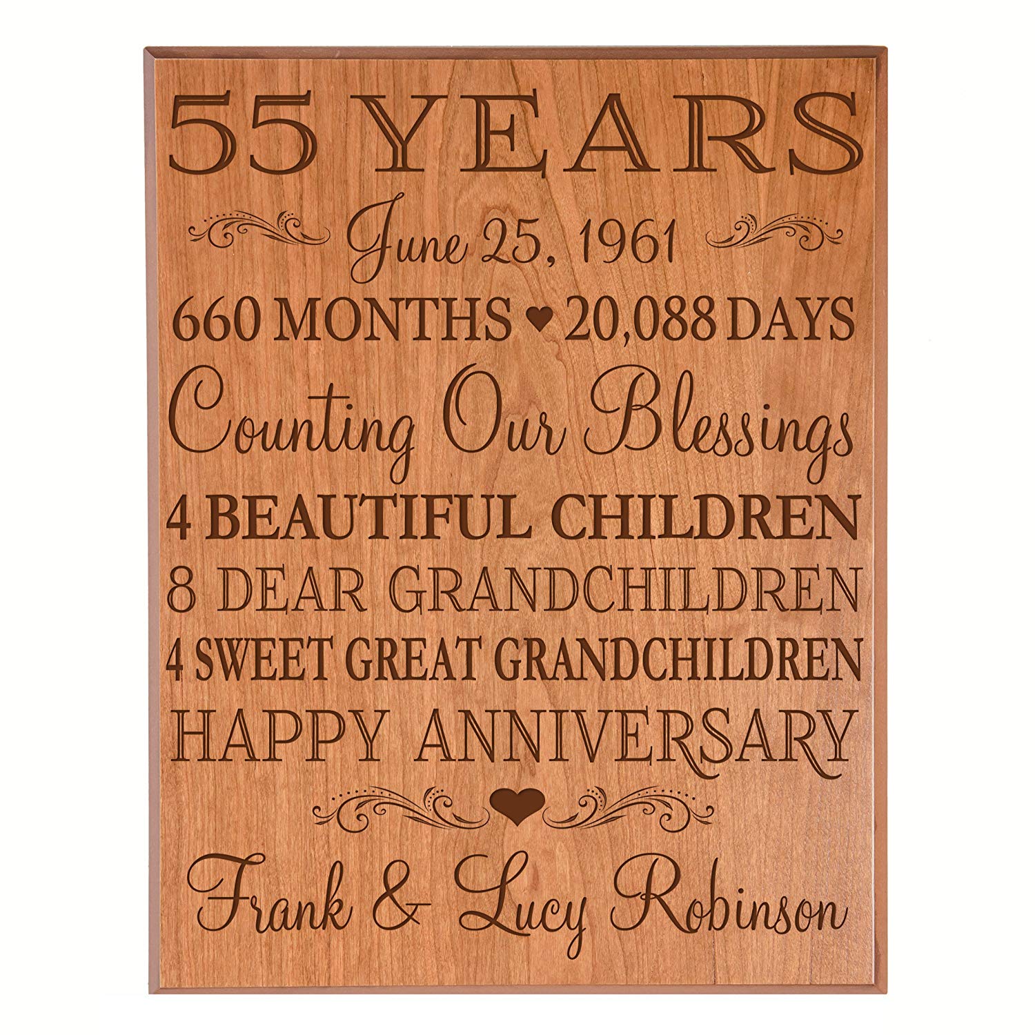 5th Wood Anniversary Card Plaque Five Year Anniversary Gift For Her Men