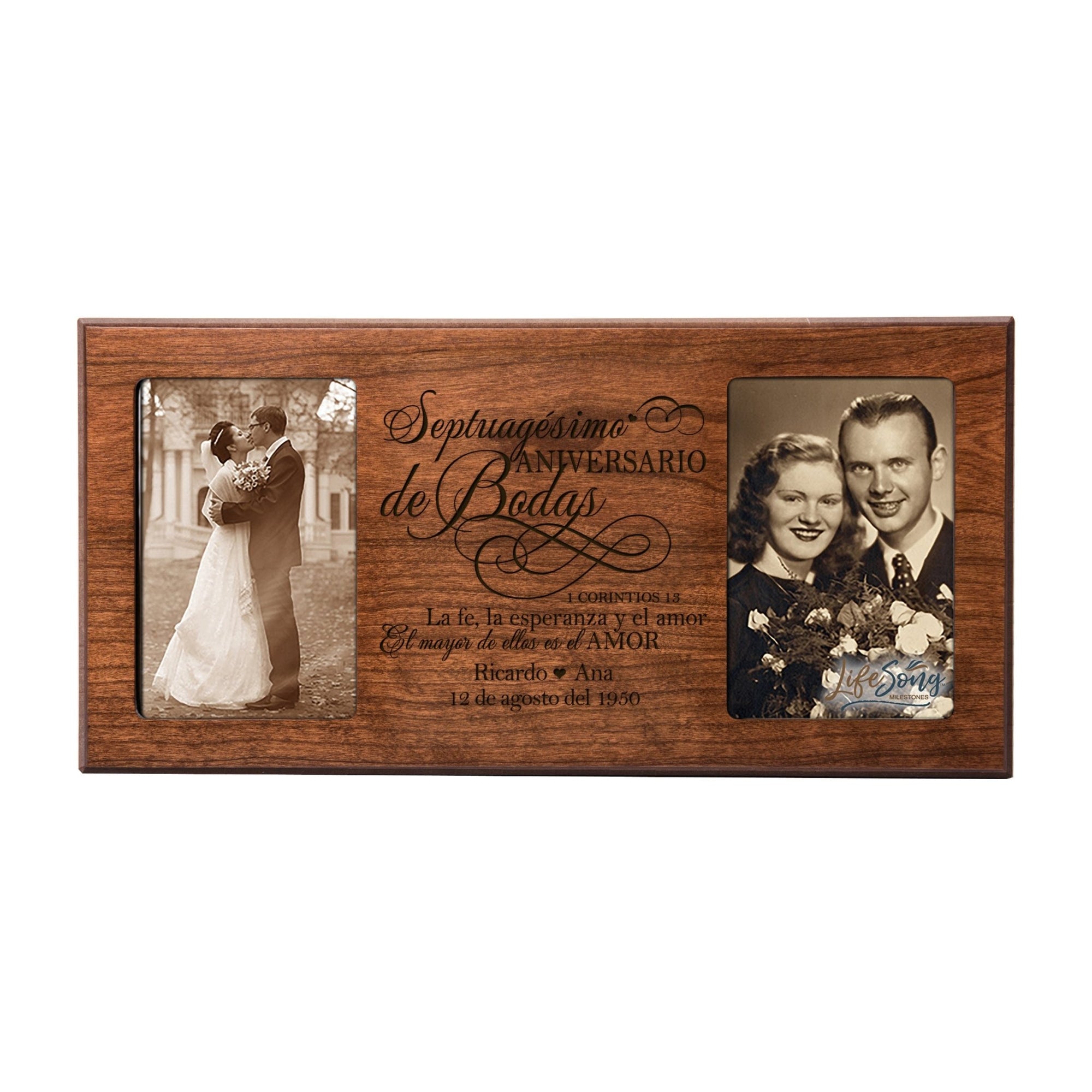 Lifesong Milestones Personalized Couples 70th Wedding Anniversary Spanish Picture Frame Home Decor 