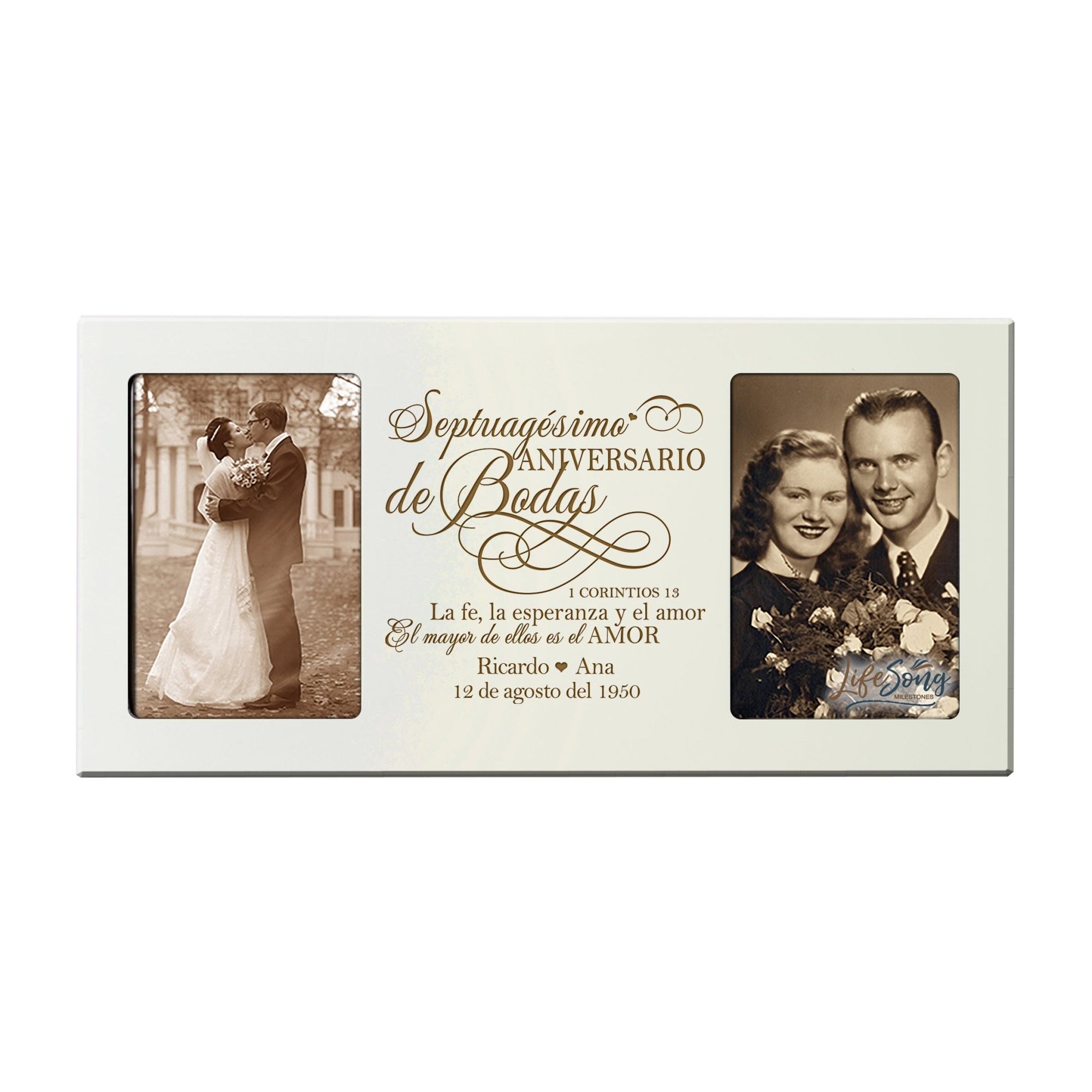 Lifesong Milestones Personalized Couples 70th Wedding Anniversary Spanish Picture Frame Home Decor 