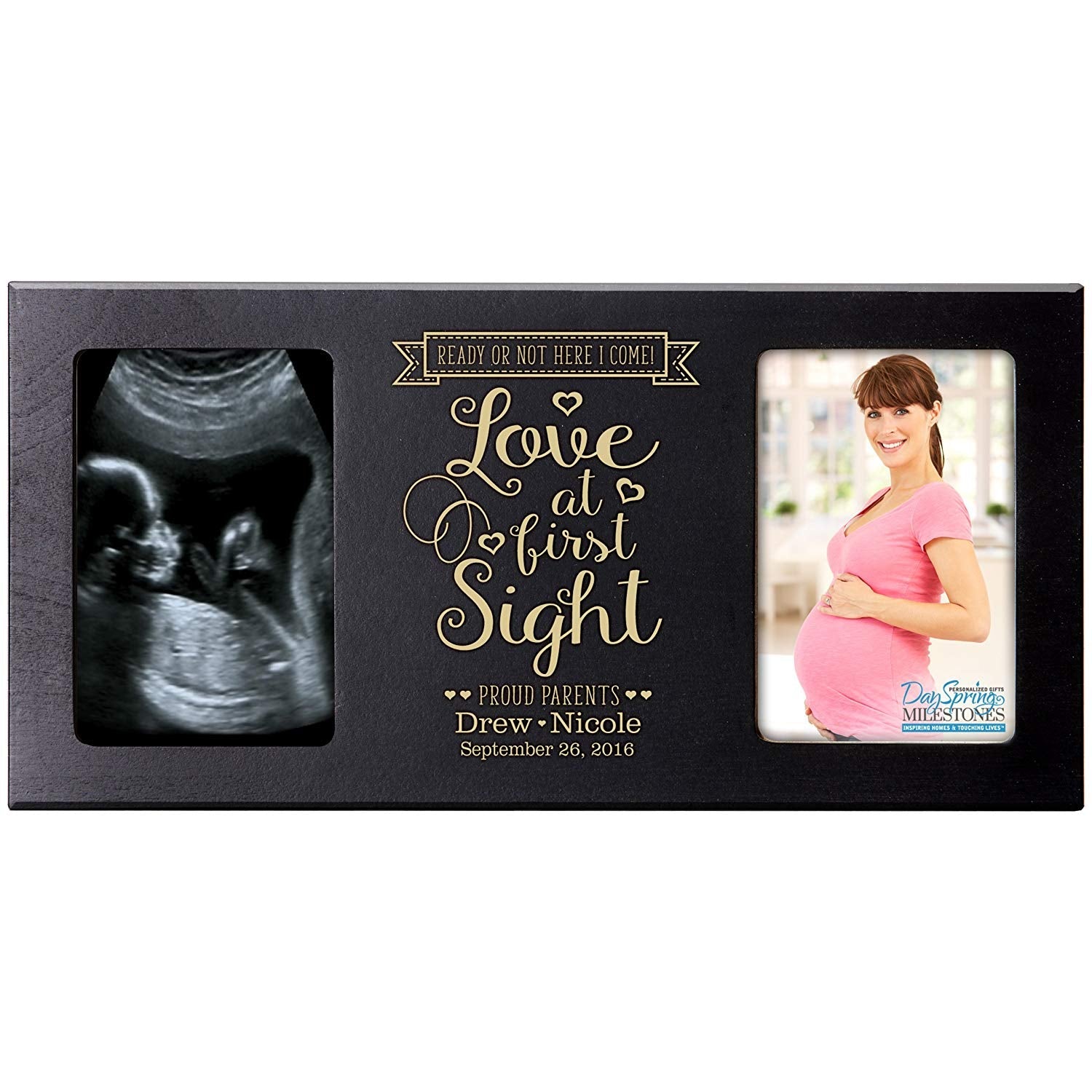 Personalized Baby Announcement Double Photo Frame - Love - LifeSong Milestones