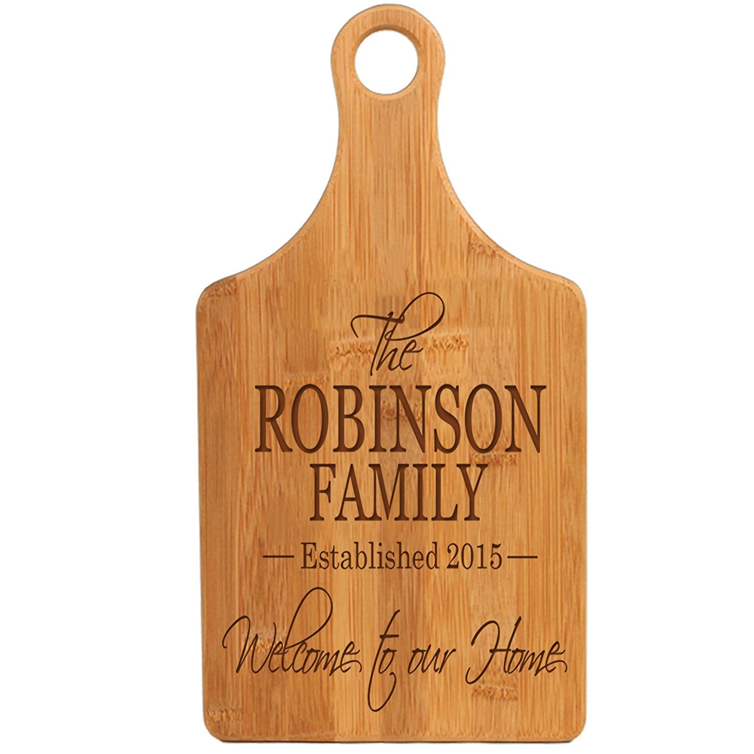 Personalized Bamboo Cutting Board Pineapple, Family Name, Established Year (or Date) in Circle - Medium