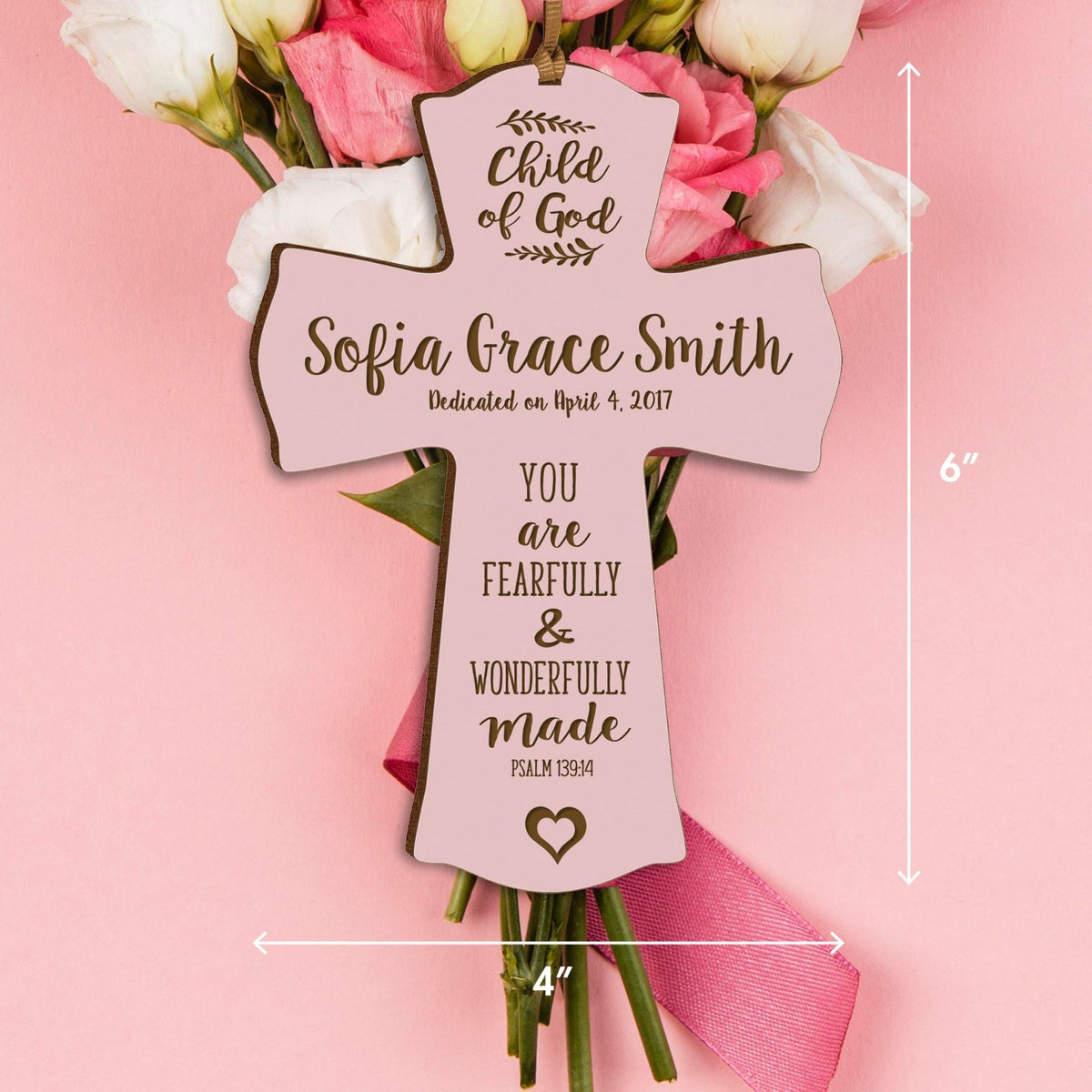 Personalized Framed Art with Pink Flowers and Priestly Blessing SPECIAL for Newborns! factory