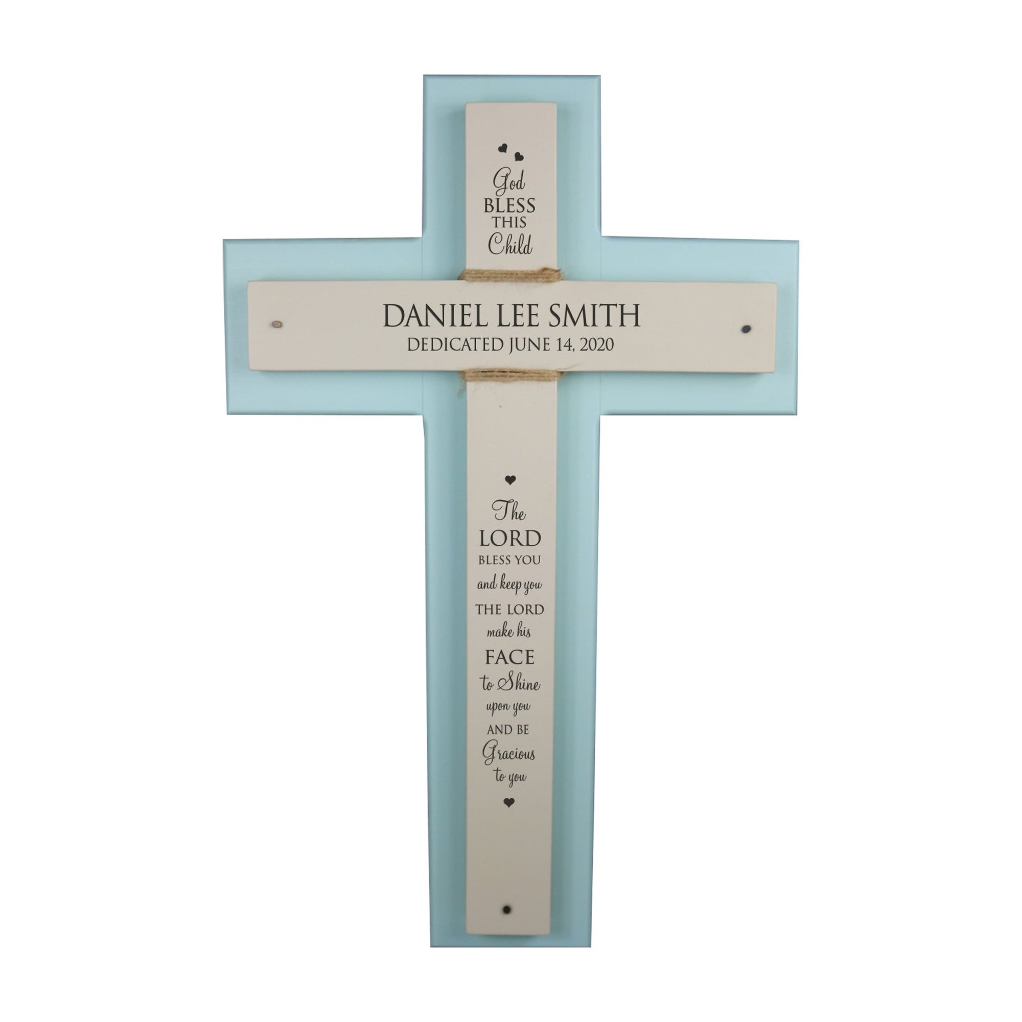 Personalized Baptism Double Crosses Wall Decor - Blue - LifeSong Milestones