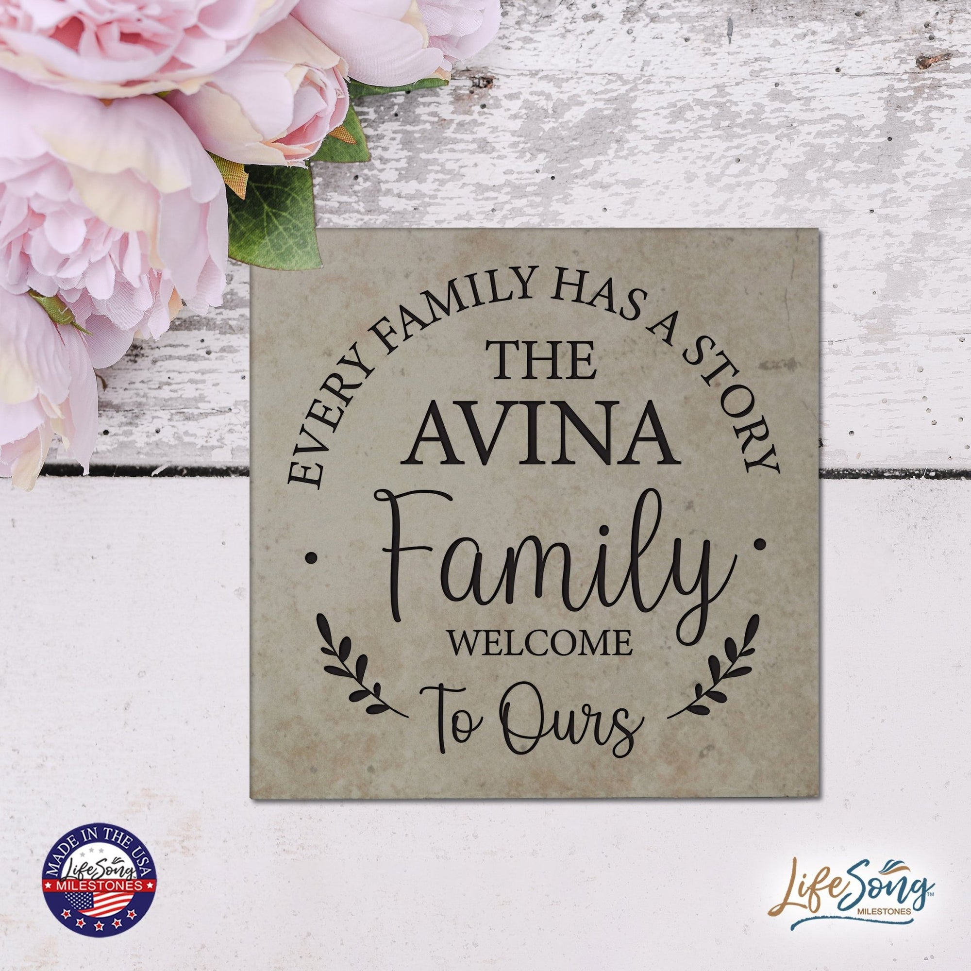 Personalized Ceramic Trivet with Inspirational verse 5.75in (Every Family Has) - LifeSong Milestones