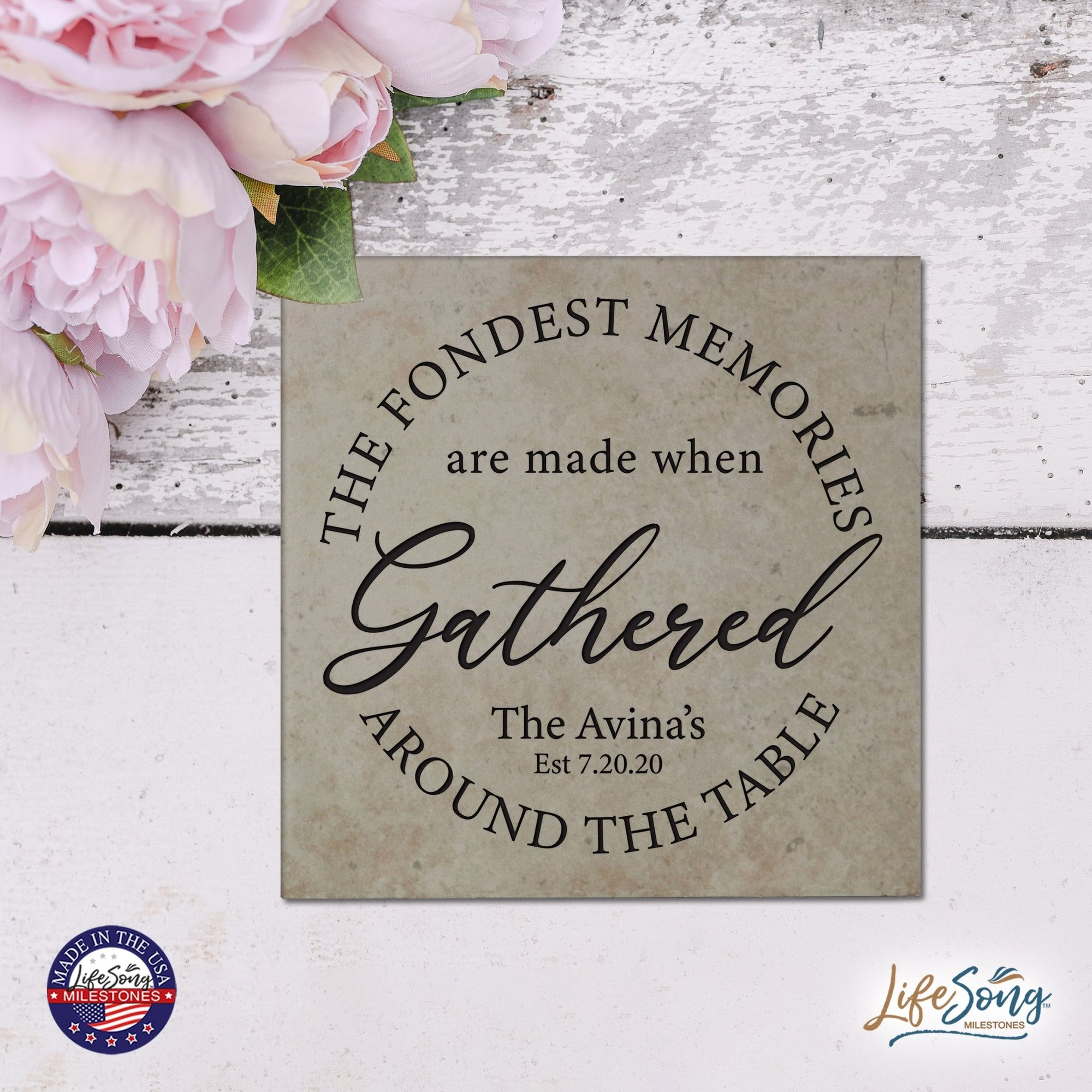 Personalized Ceramic Trivet with Inspirational verse 5.75in (The Fondest Memories) - LifeSong Milestones