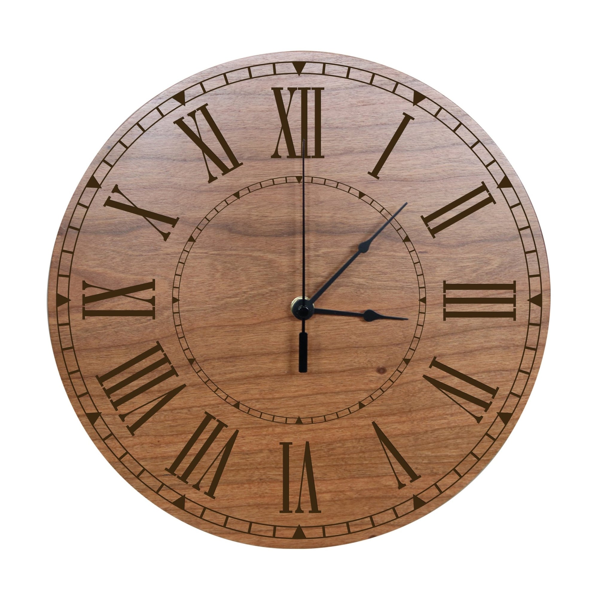 Personalized Engraved Monogram Cherry Wood Clock 12" - H - LifeSong Milestones