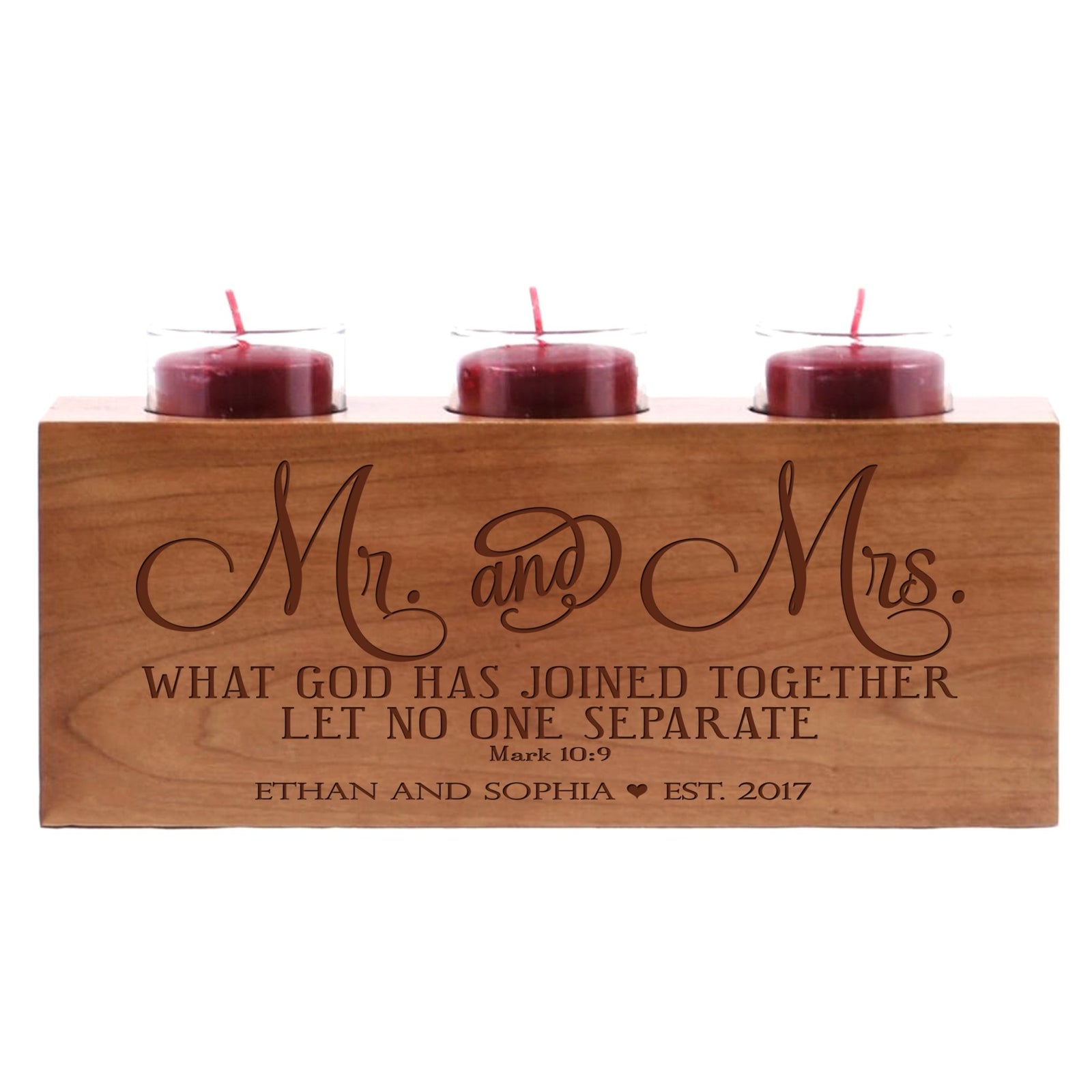 Personalized Everyday Cherry Candle Holder - Mr and Mrs - LifeSong Milestones