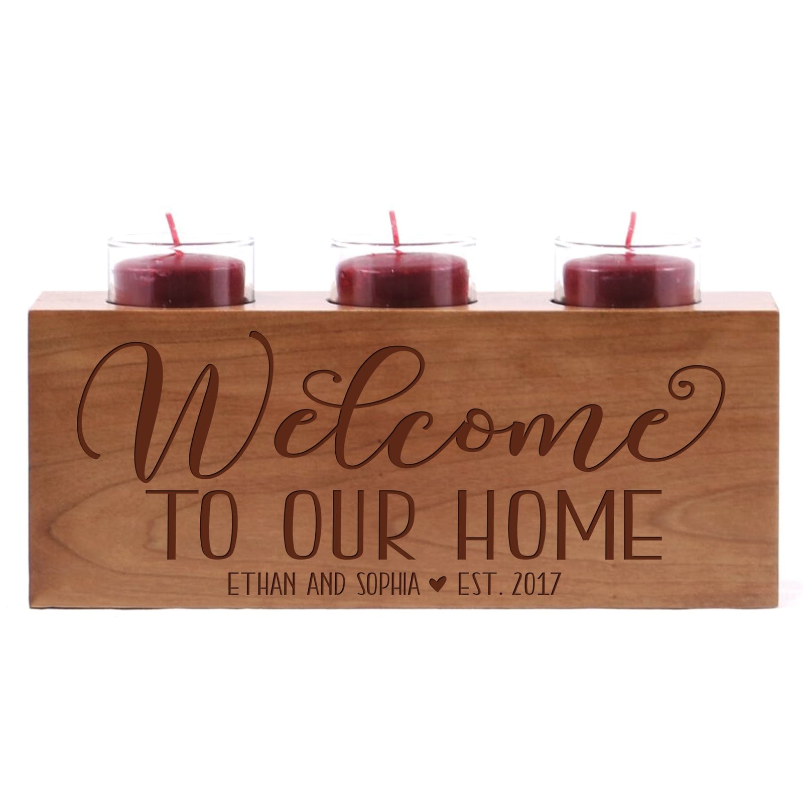 Personalized Everyday Cherry Candle Holder - Welcome Home - LifeSong Milestones