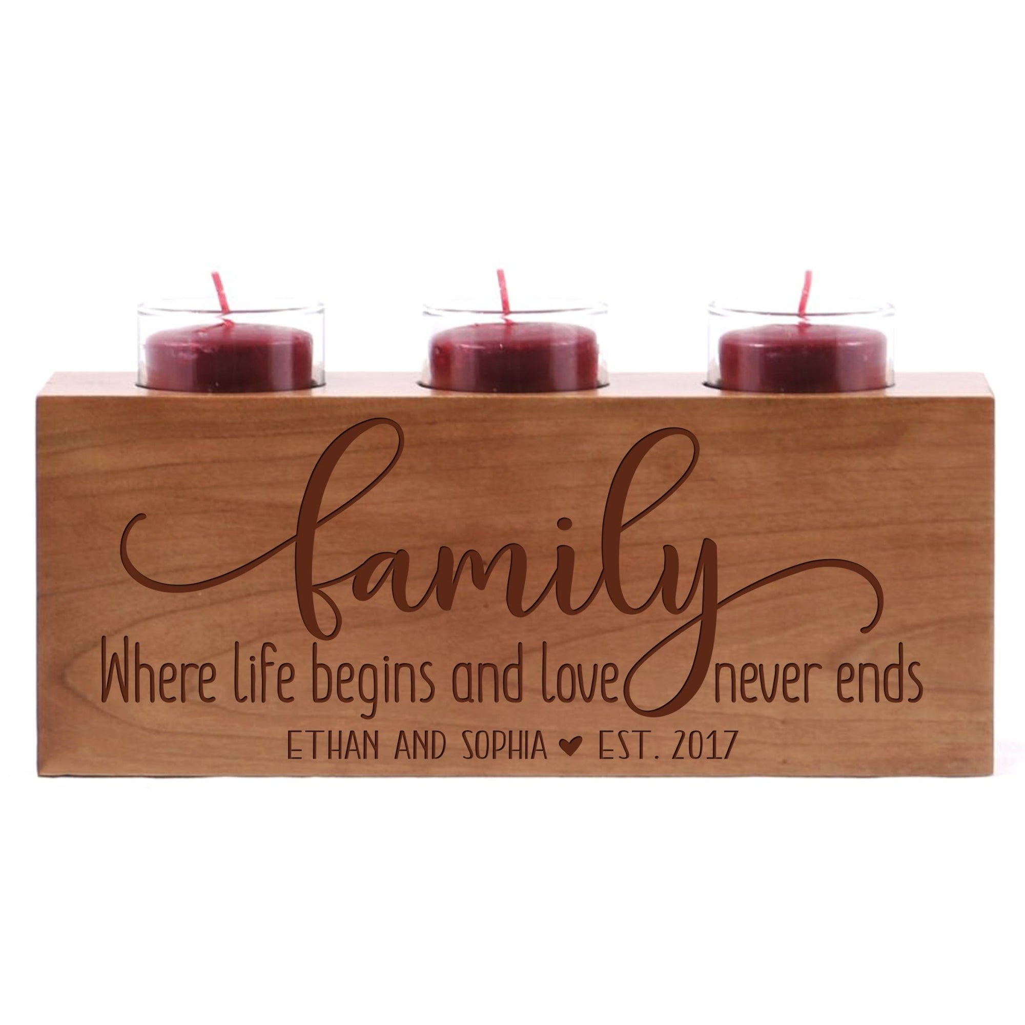 Personalized Everyday Cherry Candle Holder - Where Life Begins - LifeSong Milestones