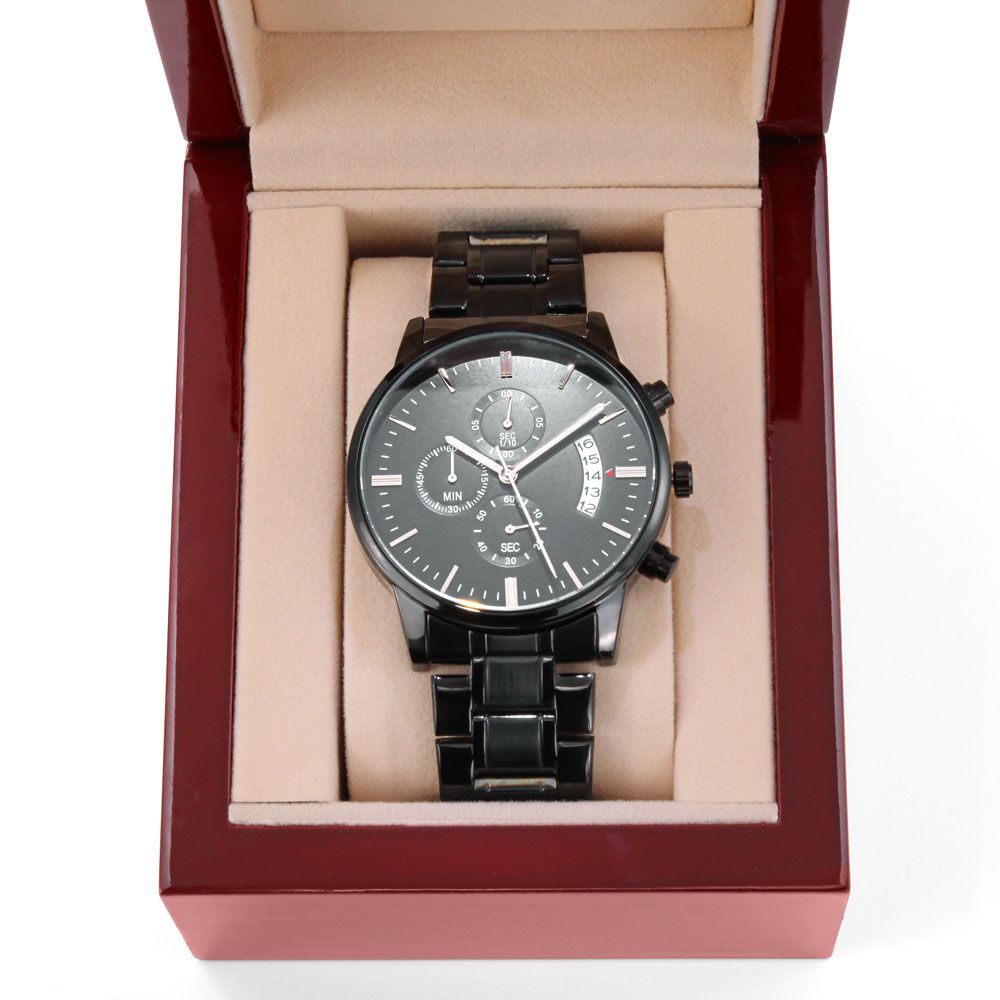 Personalized Father's Day Gift Chronograph Black Watch - LifeSong Milestones