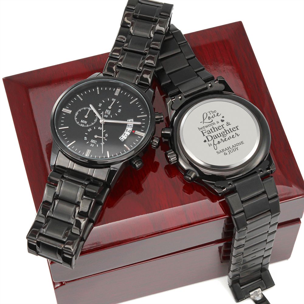 Personalized Father's Day Gift Chronograph Black Watch - LifeSong Milestones