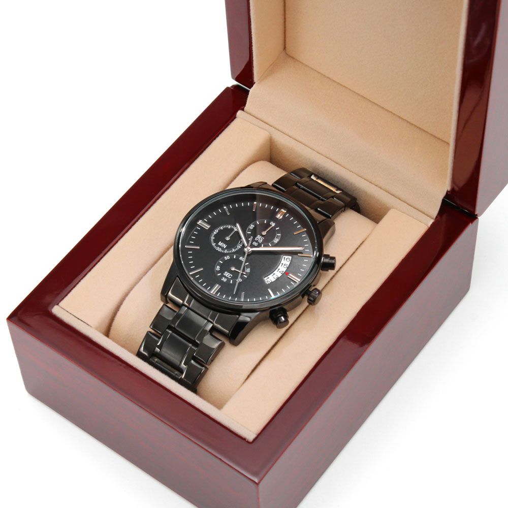 Personalized Father's Day Gift Chronograph Black Watch - LifeSong Milestones