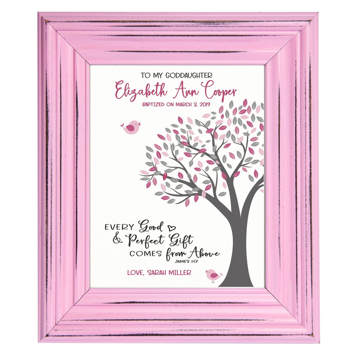 Personalized Baptism Framed Wall Decor Signs Gifts For Goddaughter