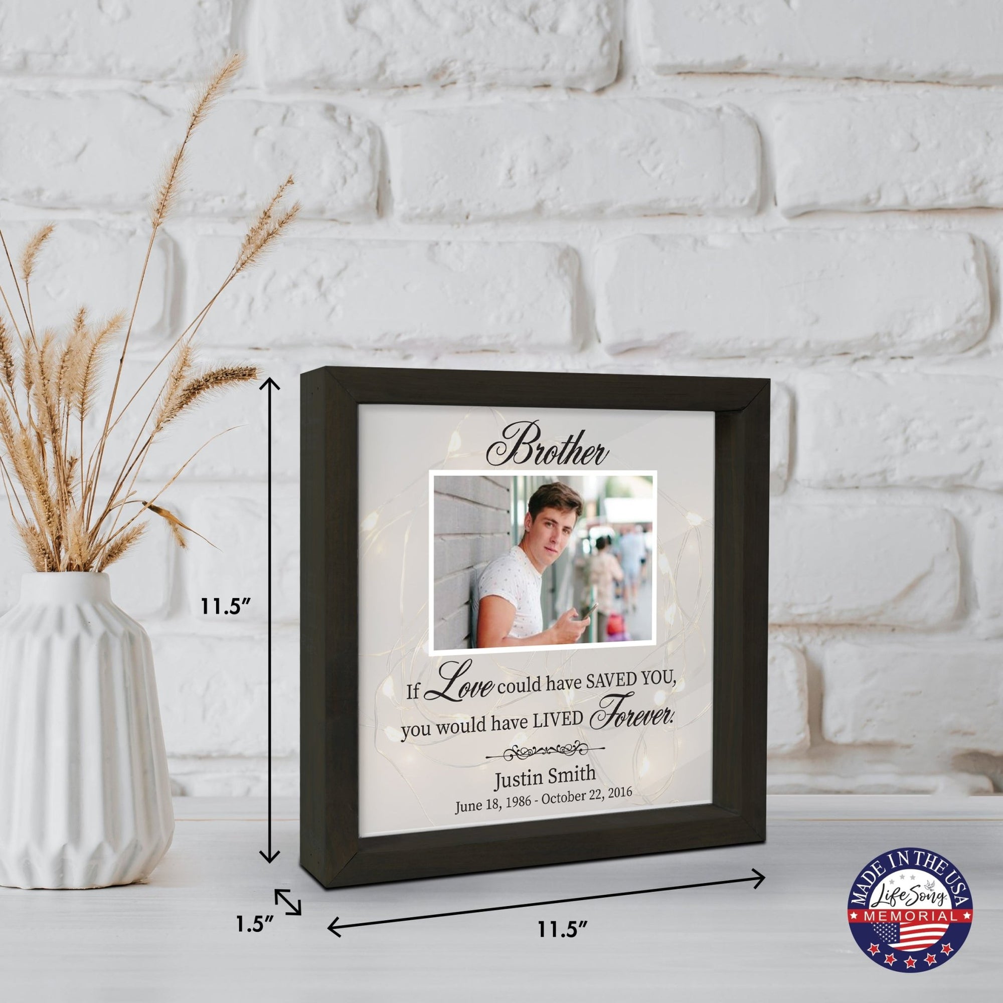 Personalized Memorial Black Framed Shadow Box With Lights Sympathy Gift & Wall Décor - If Love Could (Brother) - LifeSong Milestones