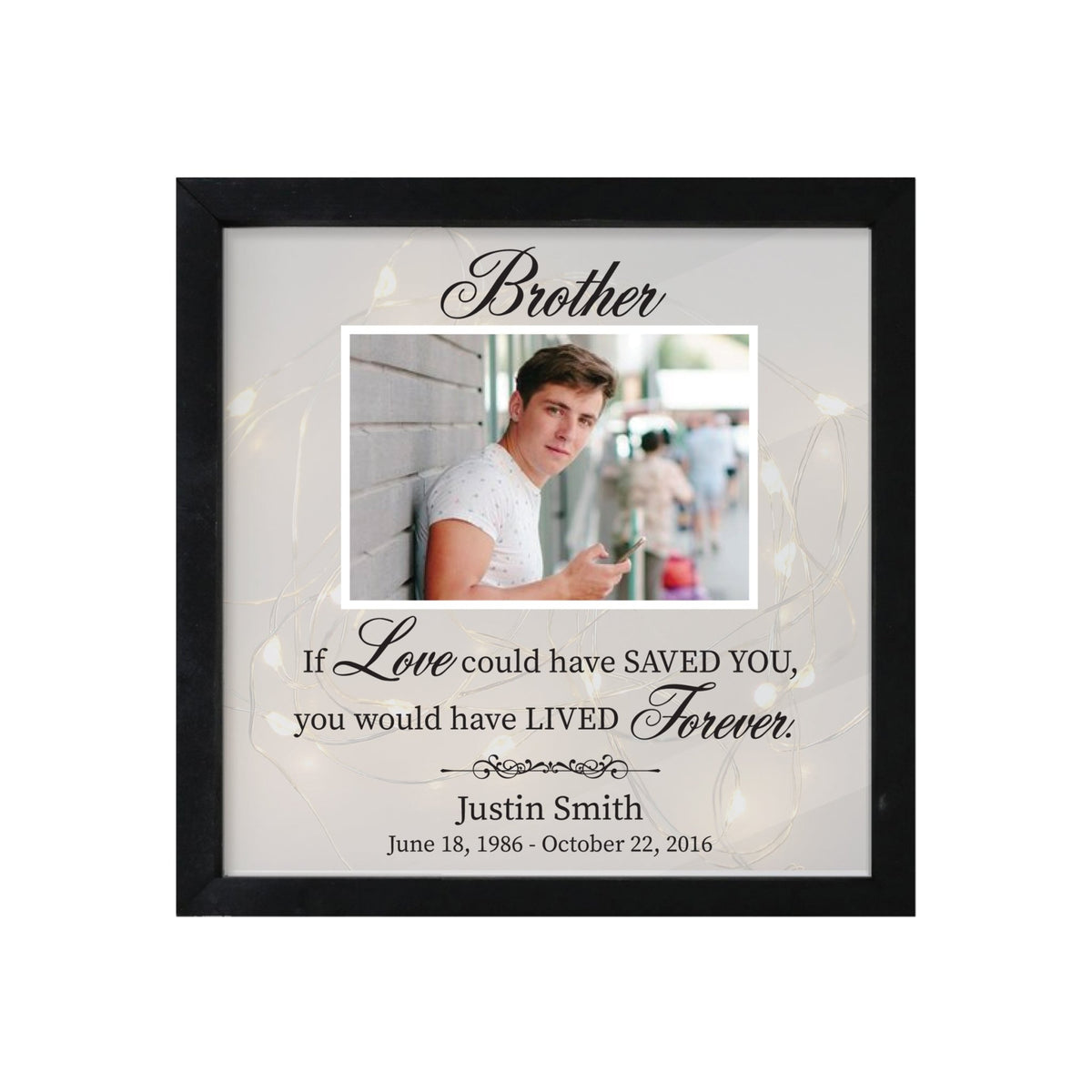 Personalized Memorial Black Framed Shadow Box With Lights Sympathy Gift &amp; Wall Décor - If Love Could (Brother) - LifeSong Milestones