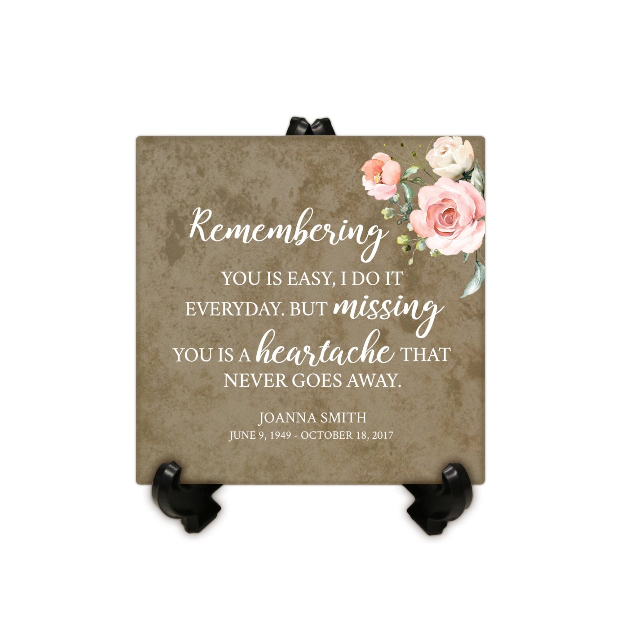 Personalized Memorial Ceramic Trivet with Stand for Home Decor - LifeSong Milestones