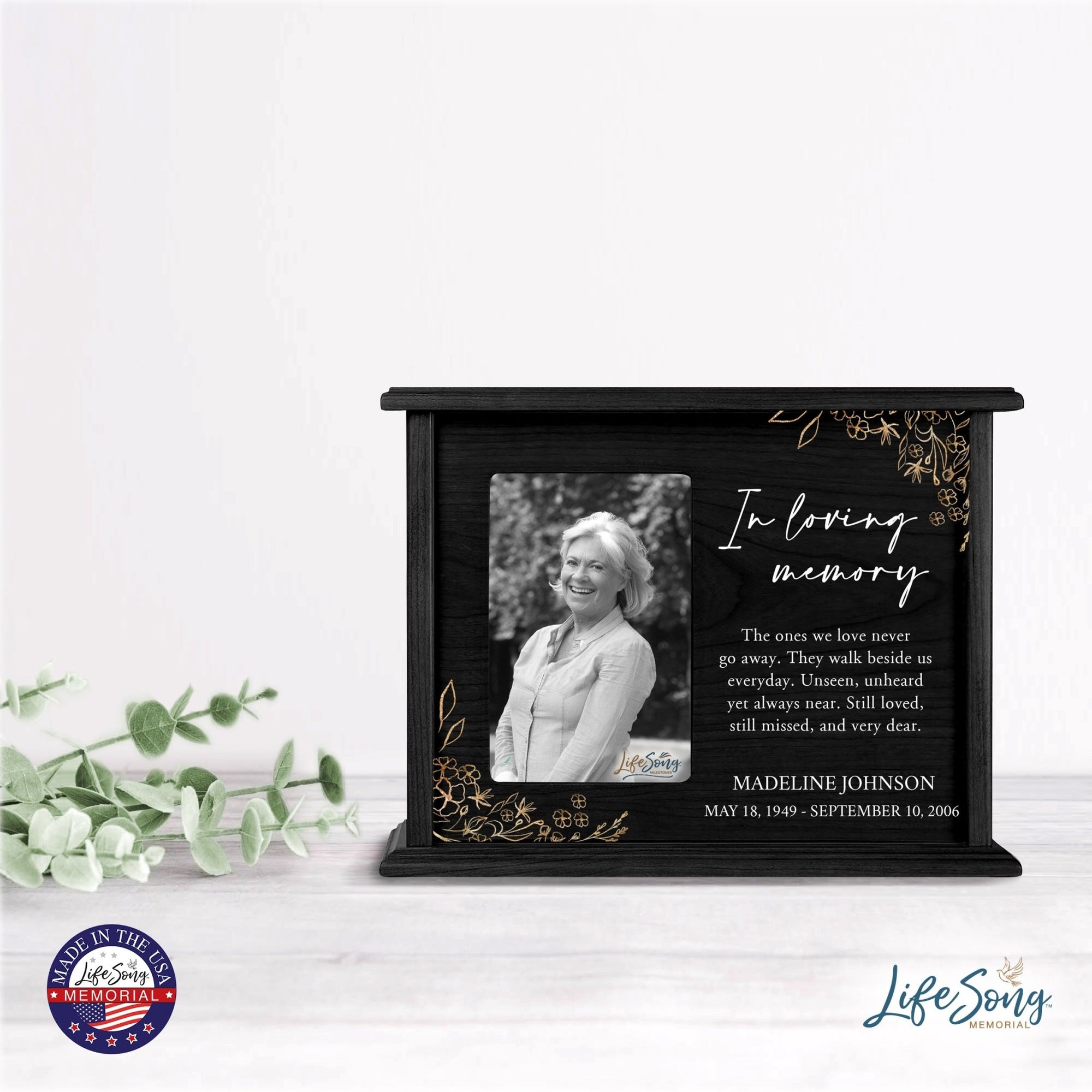 Personalized Engraved Photo Cremation Urn Box Memorial Gift