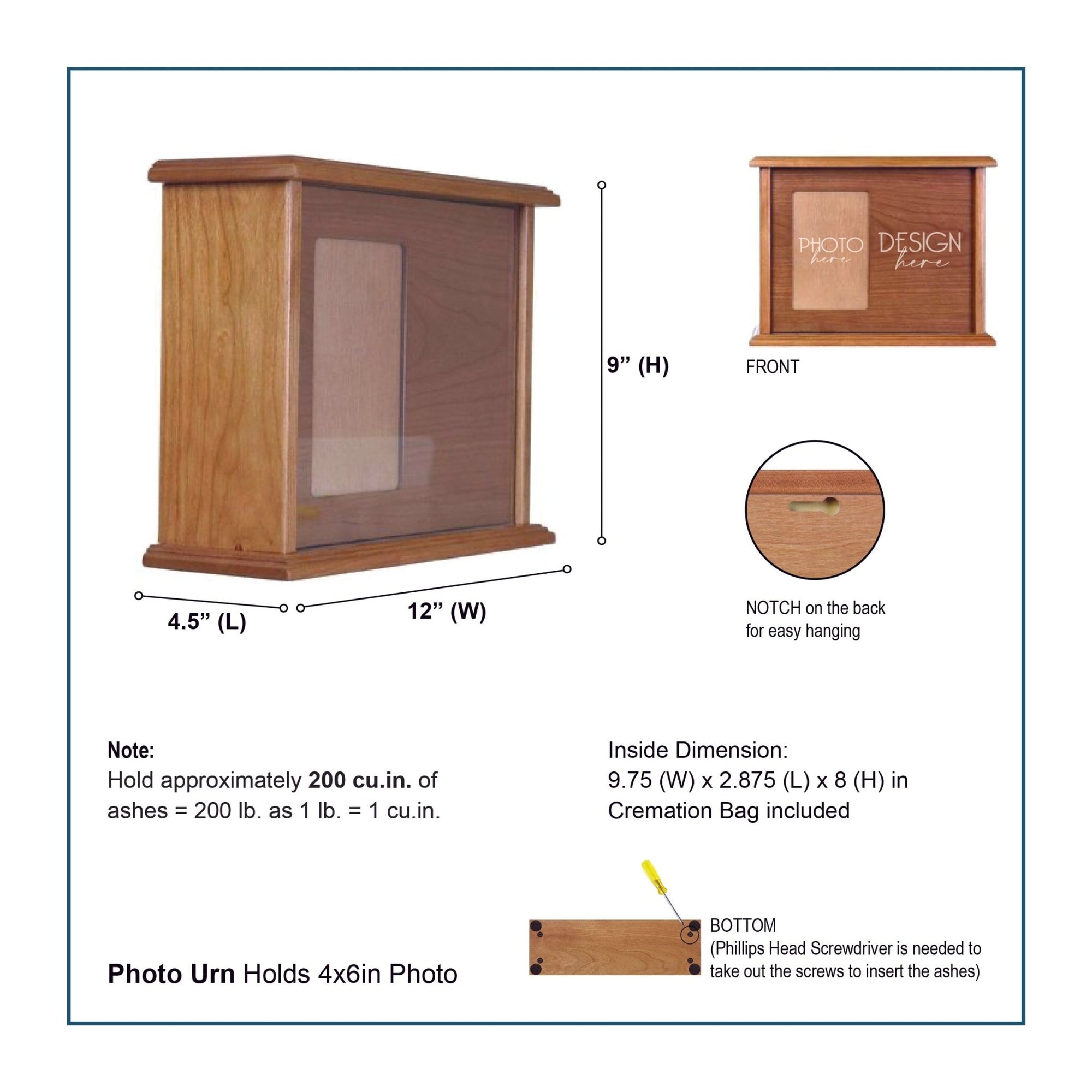 Custom Funeral Engraved Wooden Cremation Urn Box for Human Ashes - Remembering You Is Easy