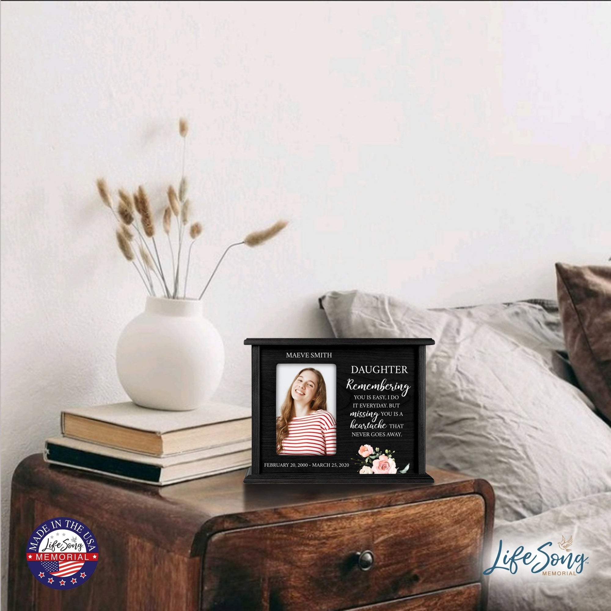 Personalized Engraved Photo Cremation Urn Box Memorial Gift