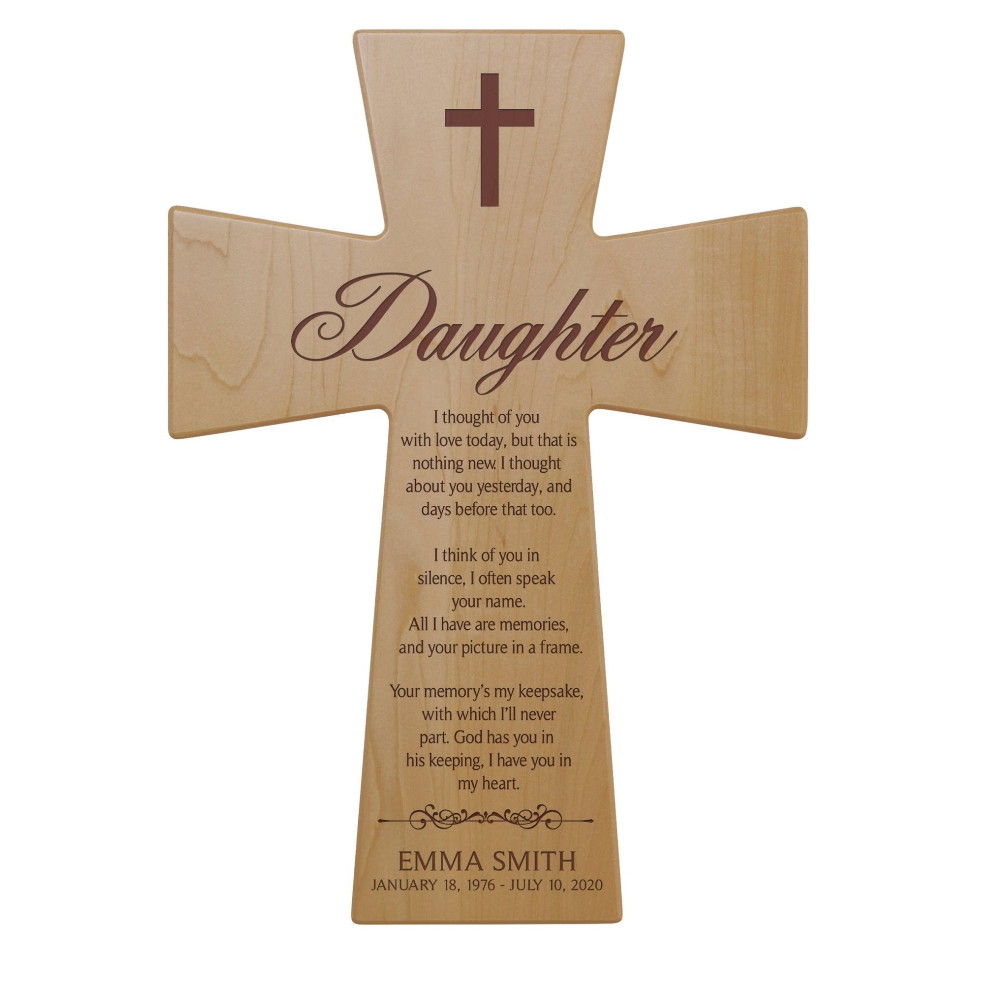 Personalized Memorial Engraved Wall Cross Bereavement Gifts - I Thought Of You - LifeSong Milestones