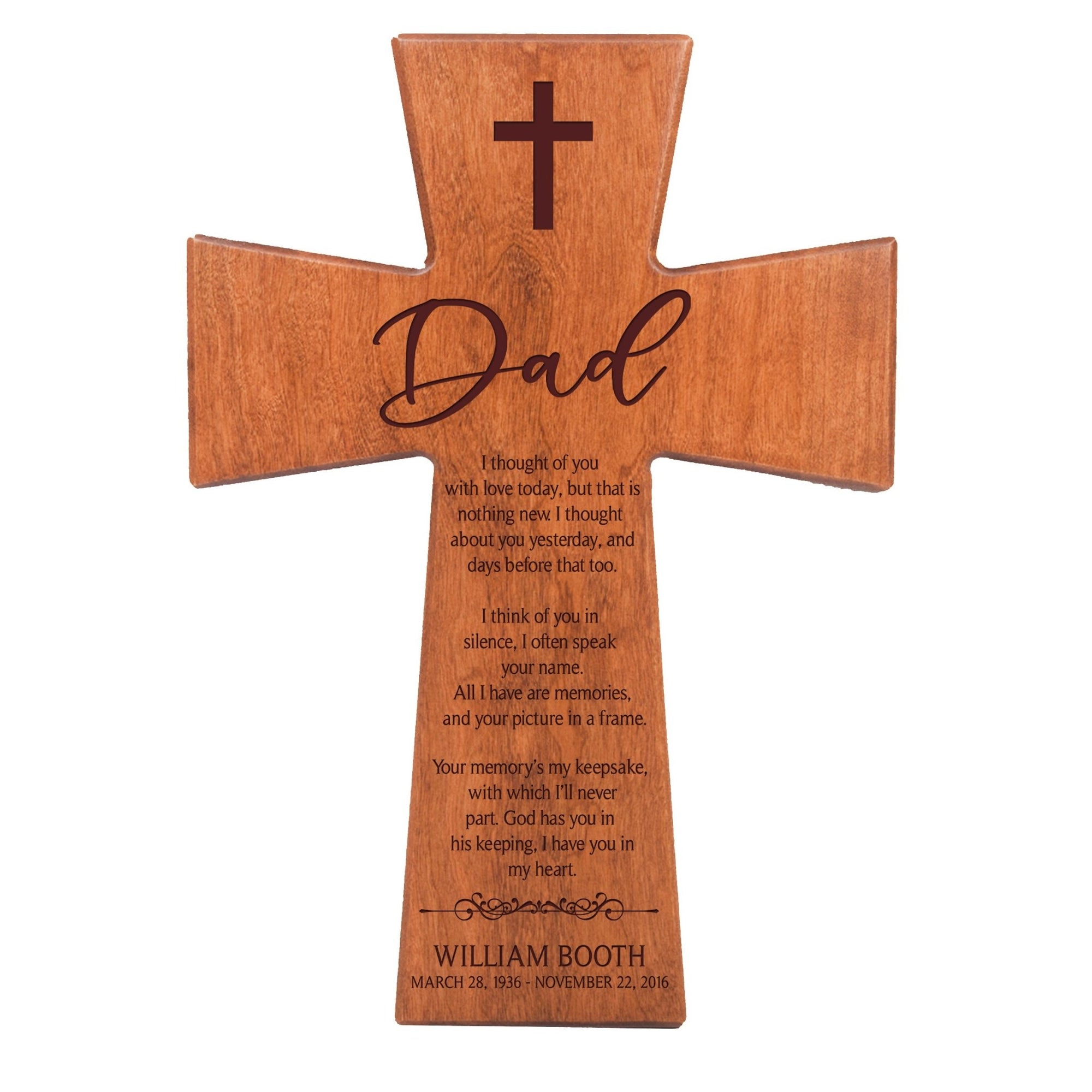 Personalized Memorial Engraved Wall Cross Bereavement Gifts - I Thought Of You - LifeSong Milestones