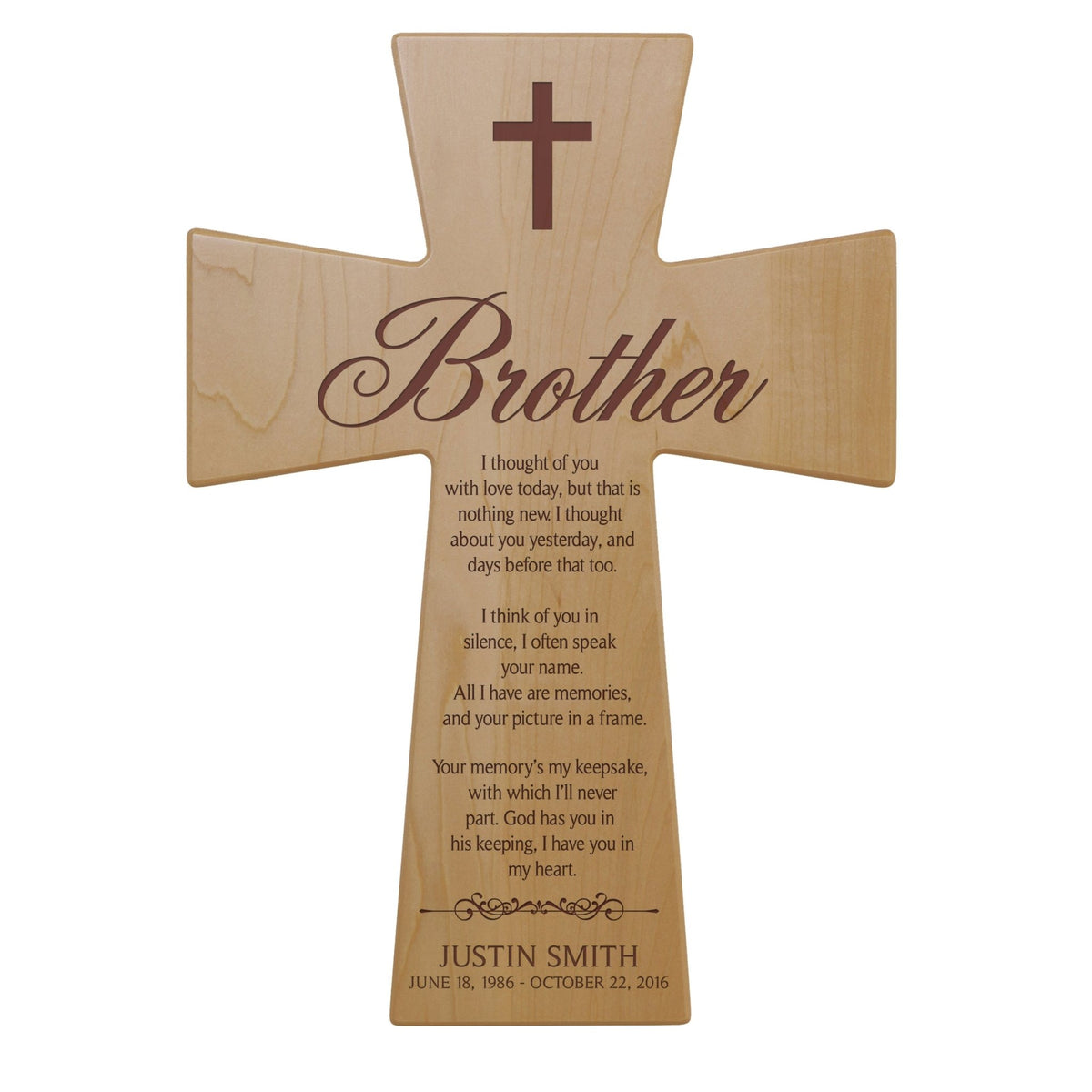 Personalized Memorial Engraved Wall Cross Bereavement Gifts - I Thought Of You - LifeSong Milestones