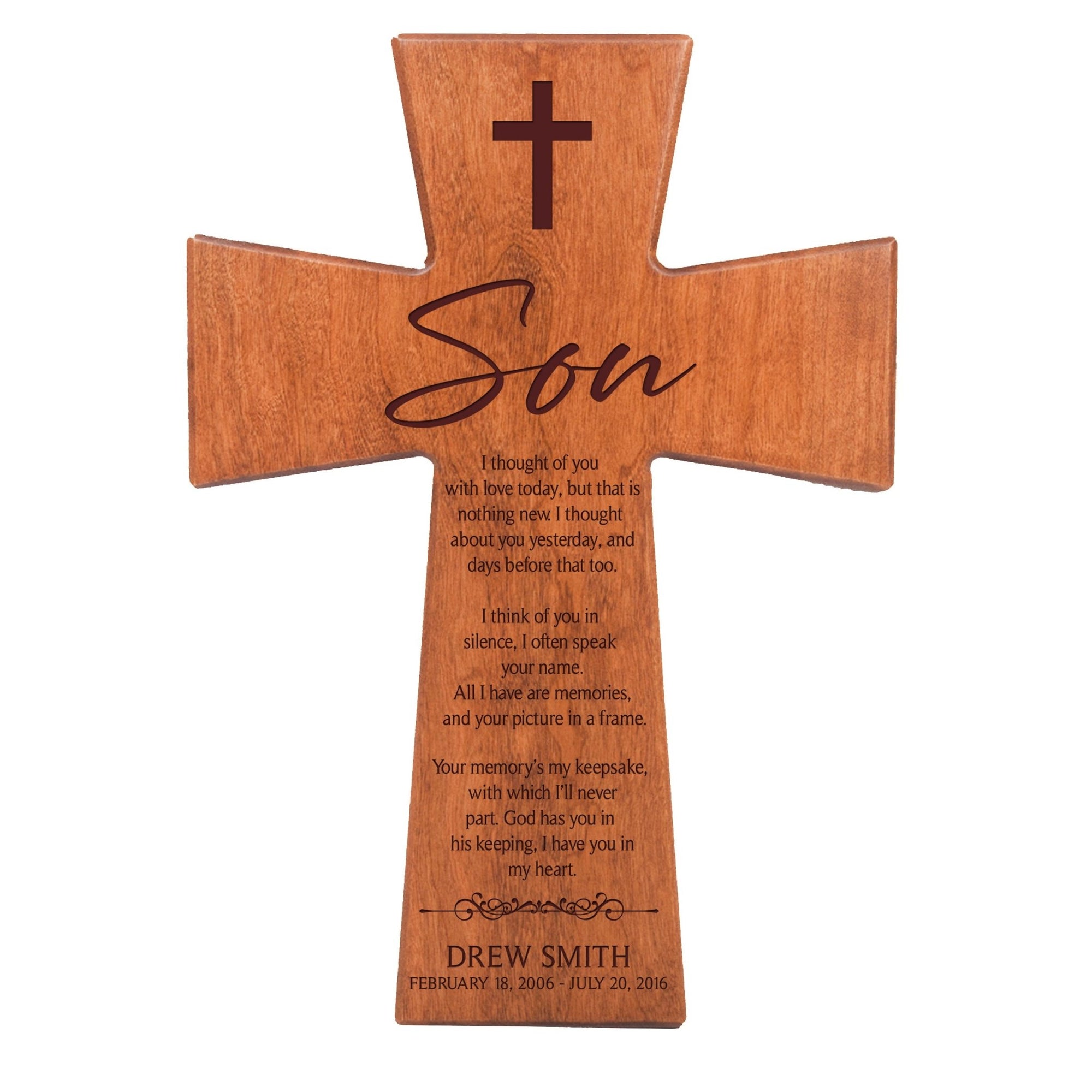 Personalized Memorial Engraved Wall Cross Bereavement Gifts - I Thought Of You - LifeSong Milestones