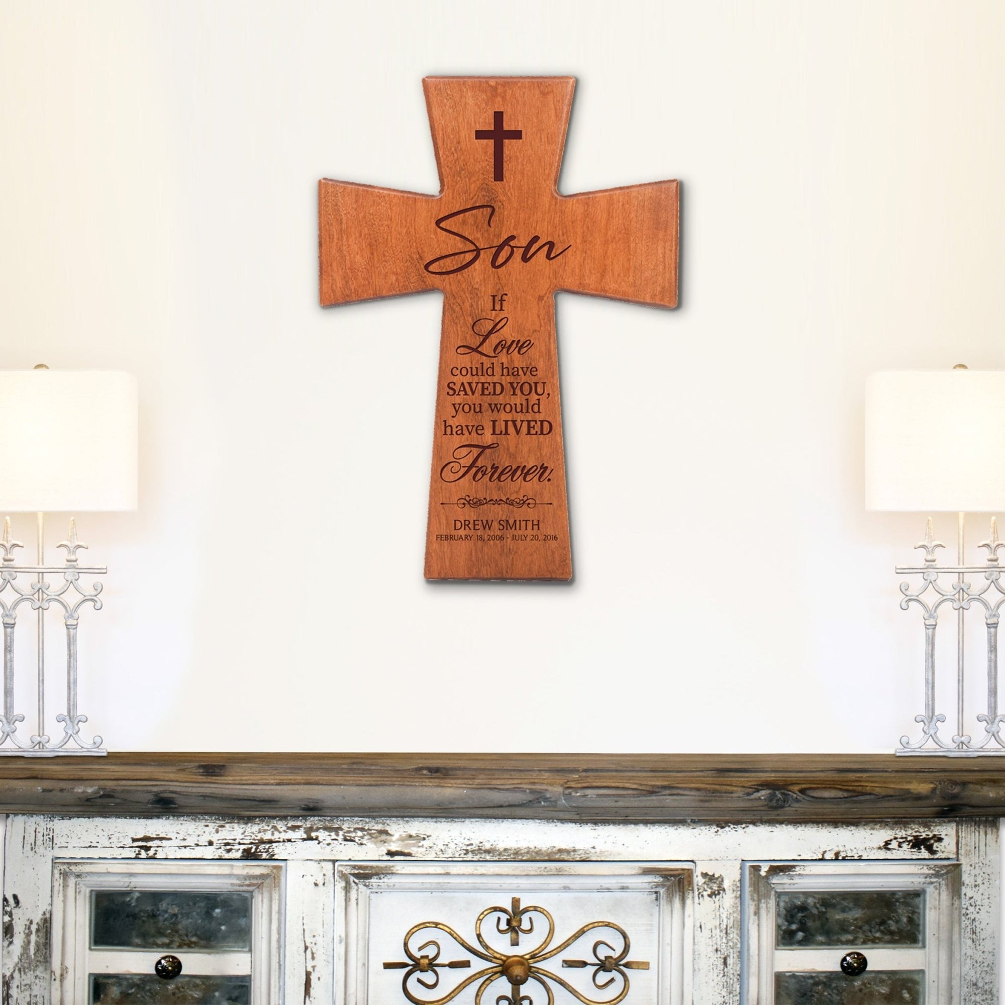 Personalized Memorial Engraved Wall Cross Bereavement Gifts - If Love Could Have Saved - LifeSong Milestones