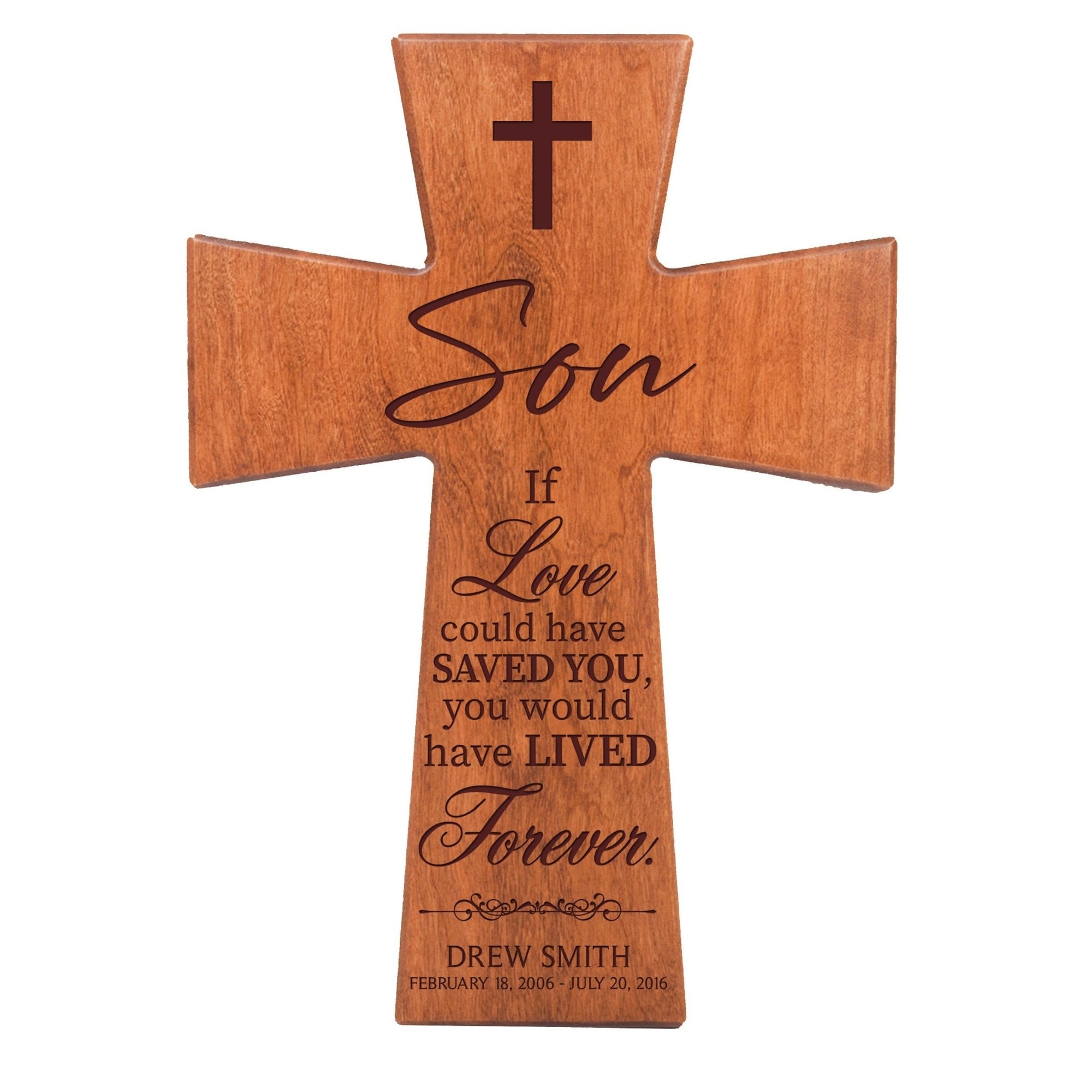 Personalized Memorial Engraved Wall Cross Bereavement Gifts - If Love Could Have Saved - LifeSong Milestones