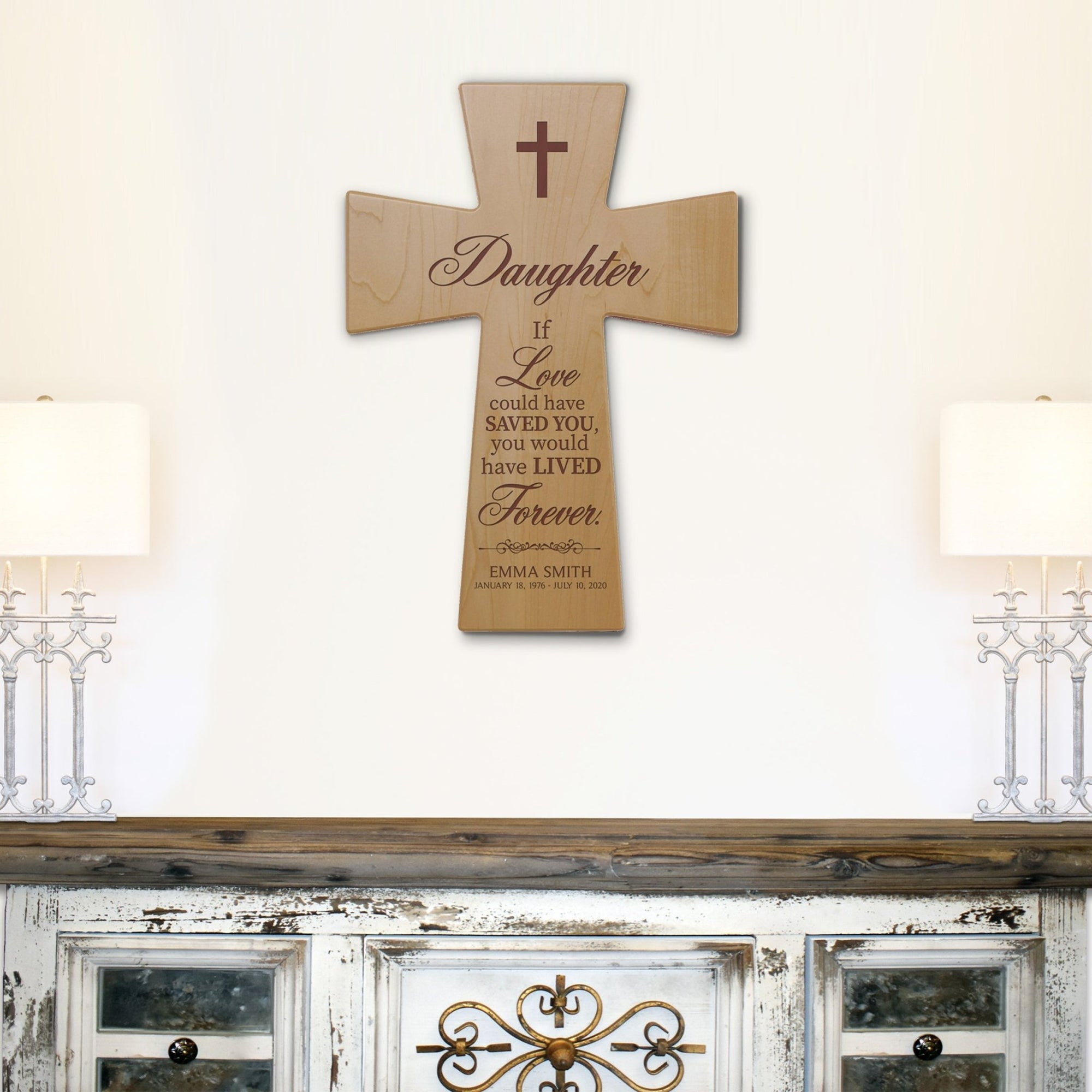 Personalized Memorial Engraved Wall Cross Bereavement Gifts - If Love Could Have Saved - LifeSong Milestones