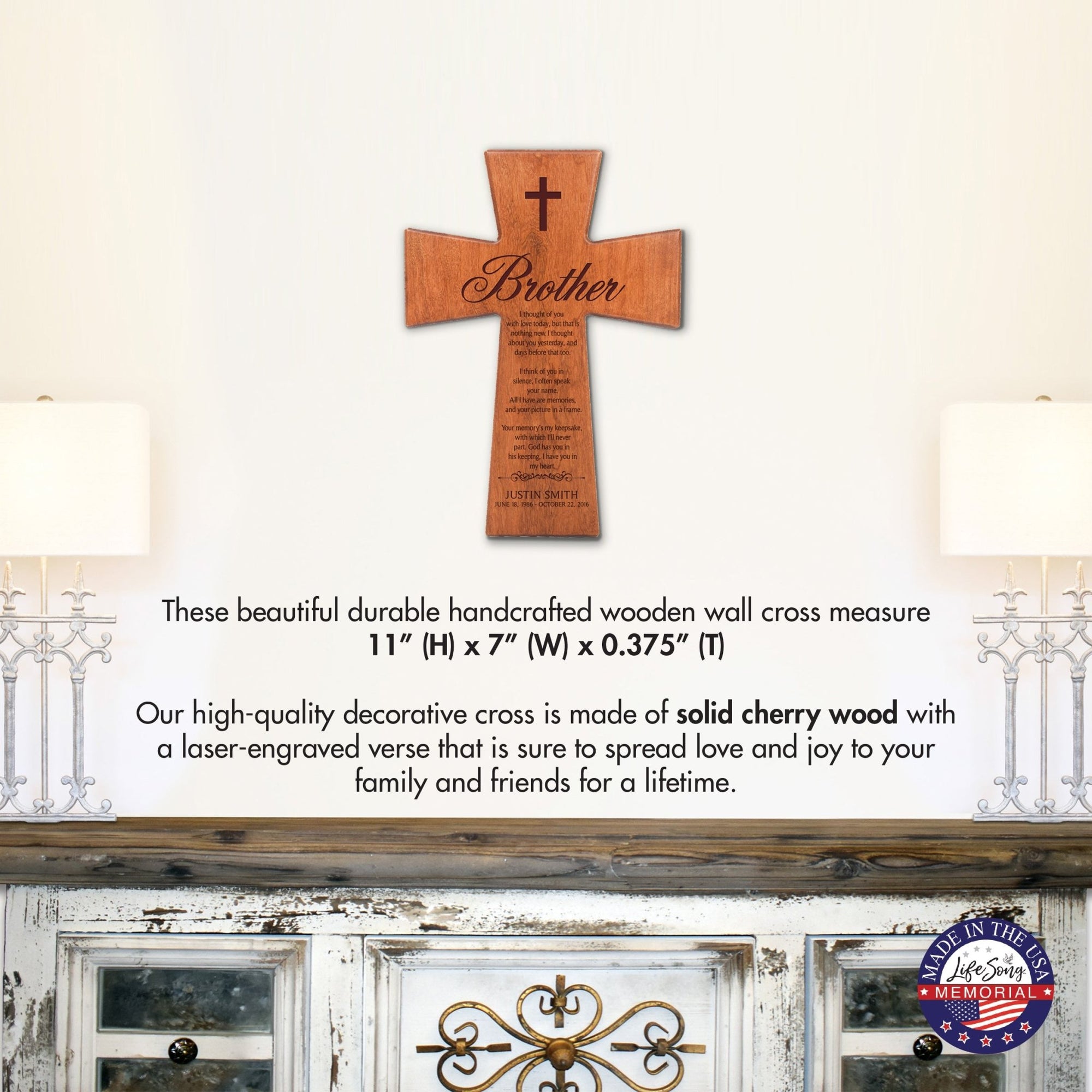 Personalized Memorial Engraved Wall Cross Sympathy Gifts - I Thought Of You - LifeSong Milestones