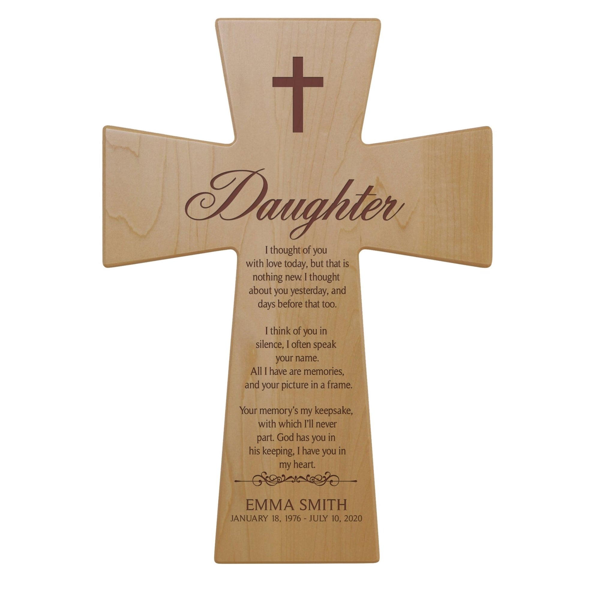 Personalized Memorial Engraved Wall Cross Sympathy Gifts - I Thought Of You - LifeSong Milestones