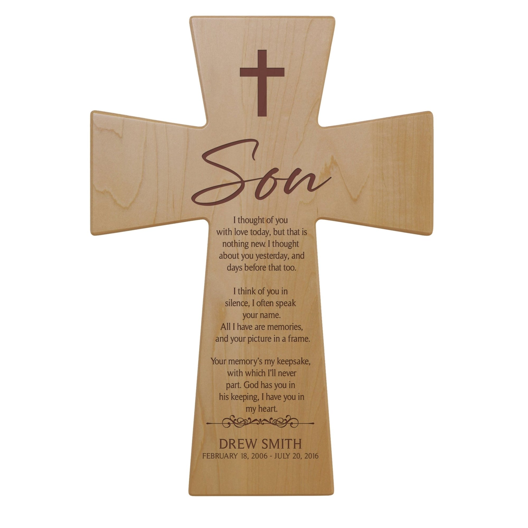 Personalized Memorial Engraved Wall Cross Sympathy Gifts - I Thought Of You - LifeSong Milestones