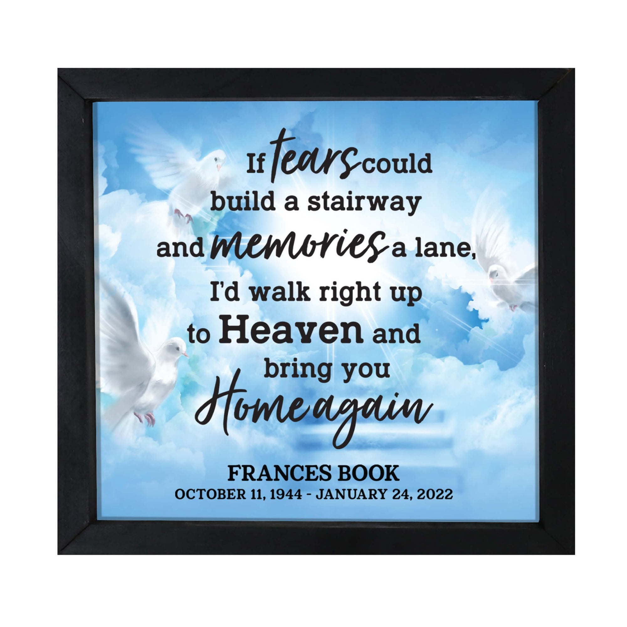 Personalized Memorial Framed Shadow Box for Loss of Loved One - LifeSong Milestones