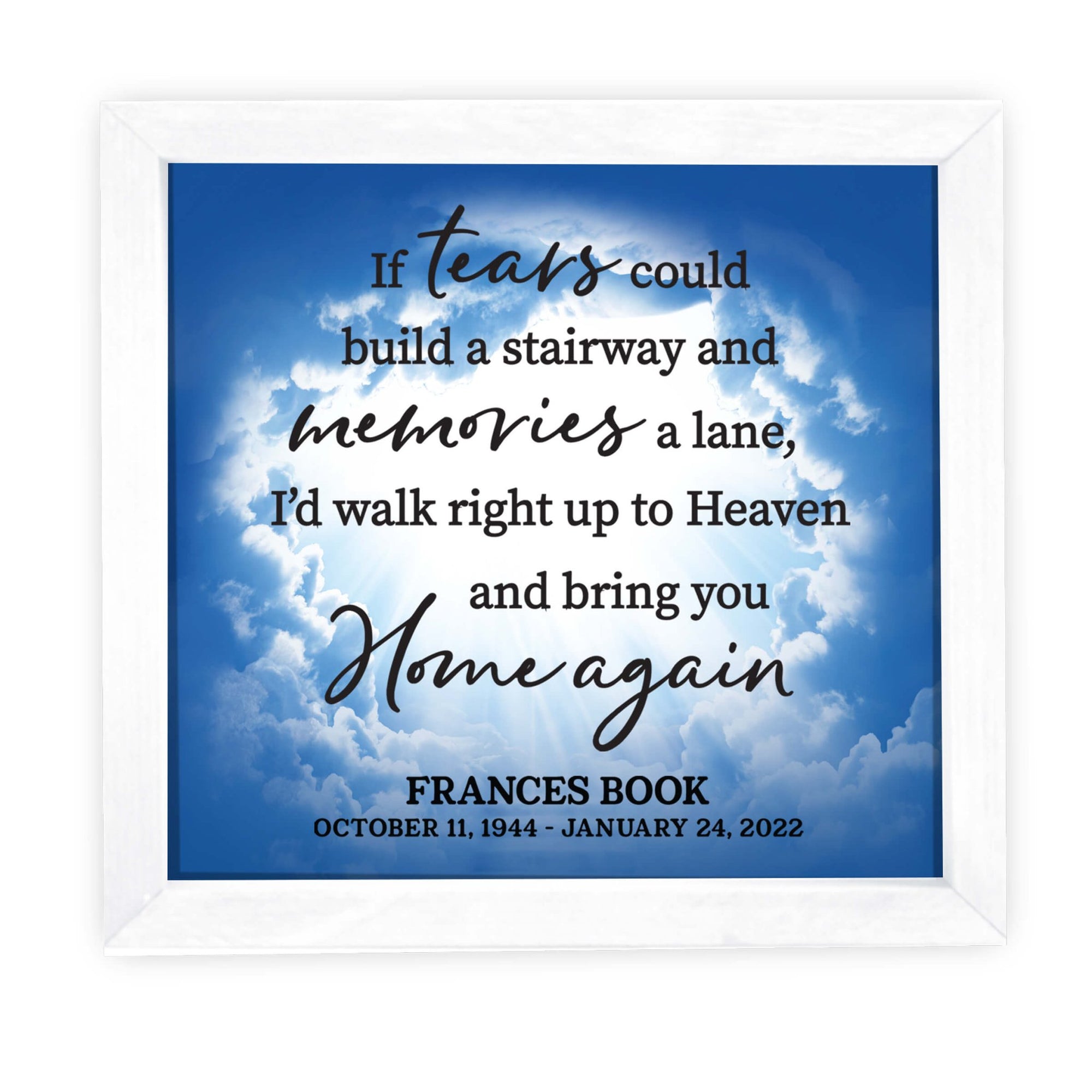 Personalized Memorial Framed Shadow Box for Loss of Loved One - LifeSong Milestones