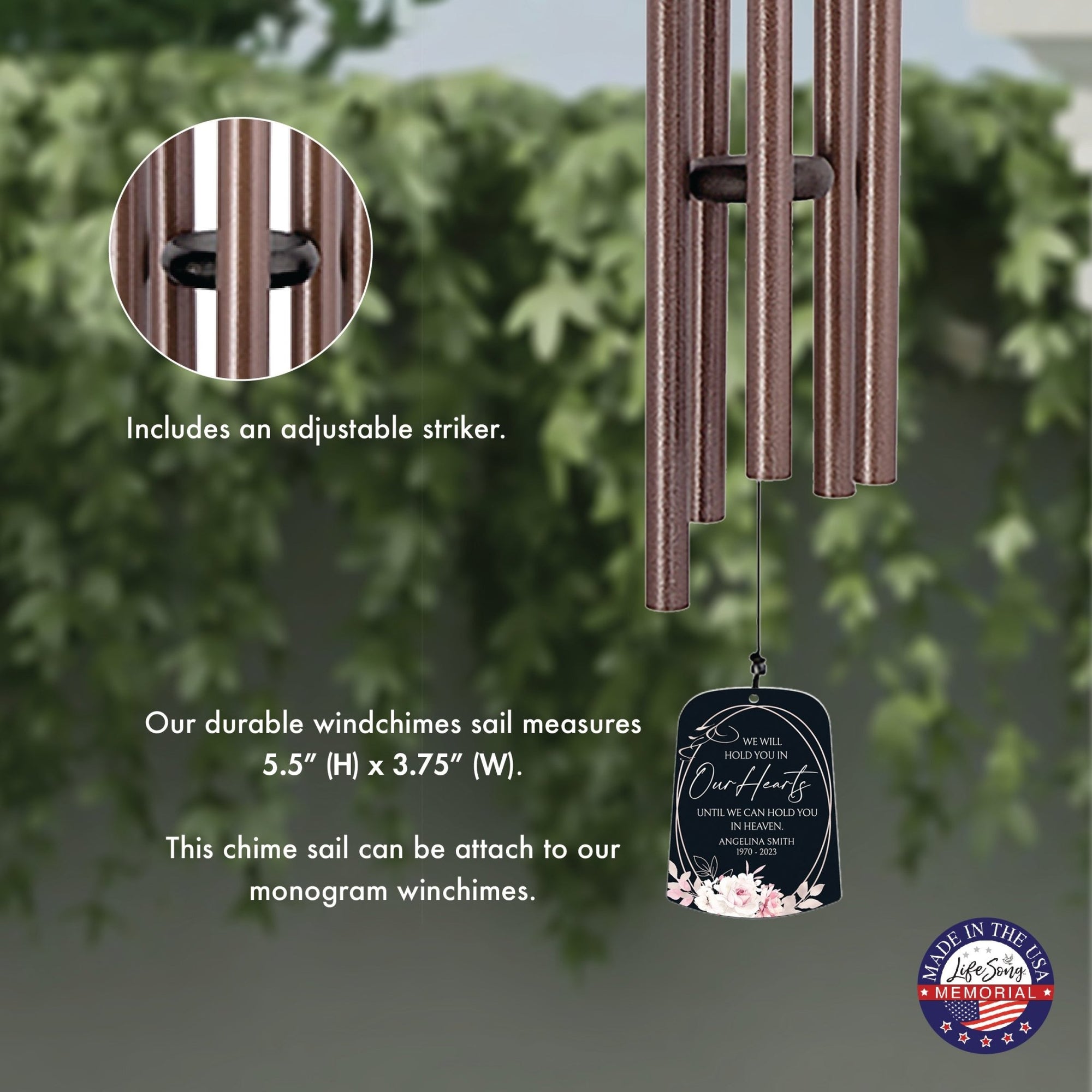 Personalized Memorial Wind Chime Sail Sympathy Gift - Hold You In Our Hearts - LifeSong Milestones