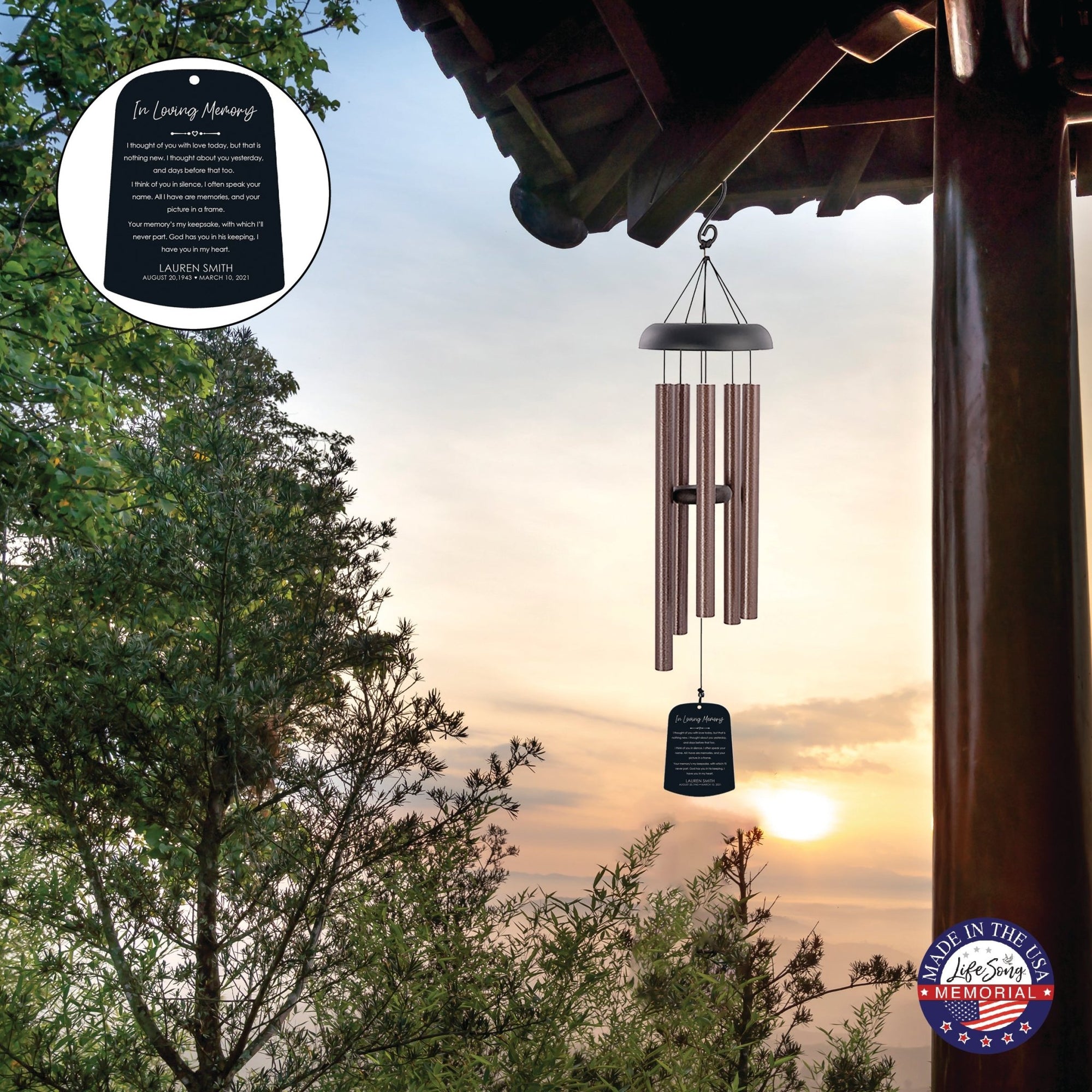 Personalized Memorial Wind Chime Sail Sympathy Gift - I Thought Of You - LifeSong Milestones