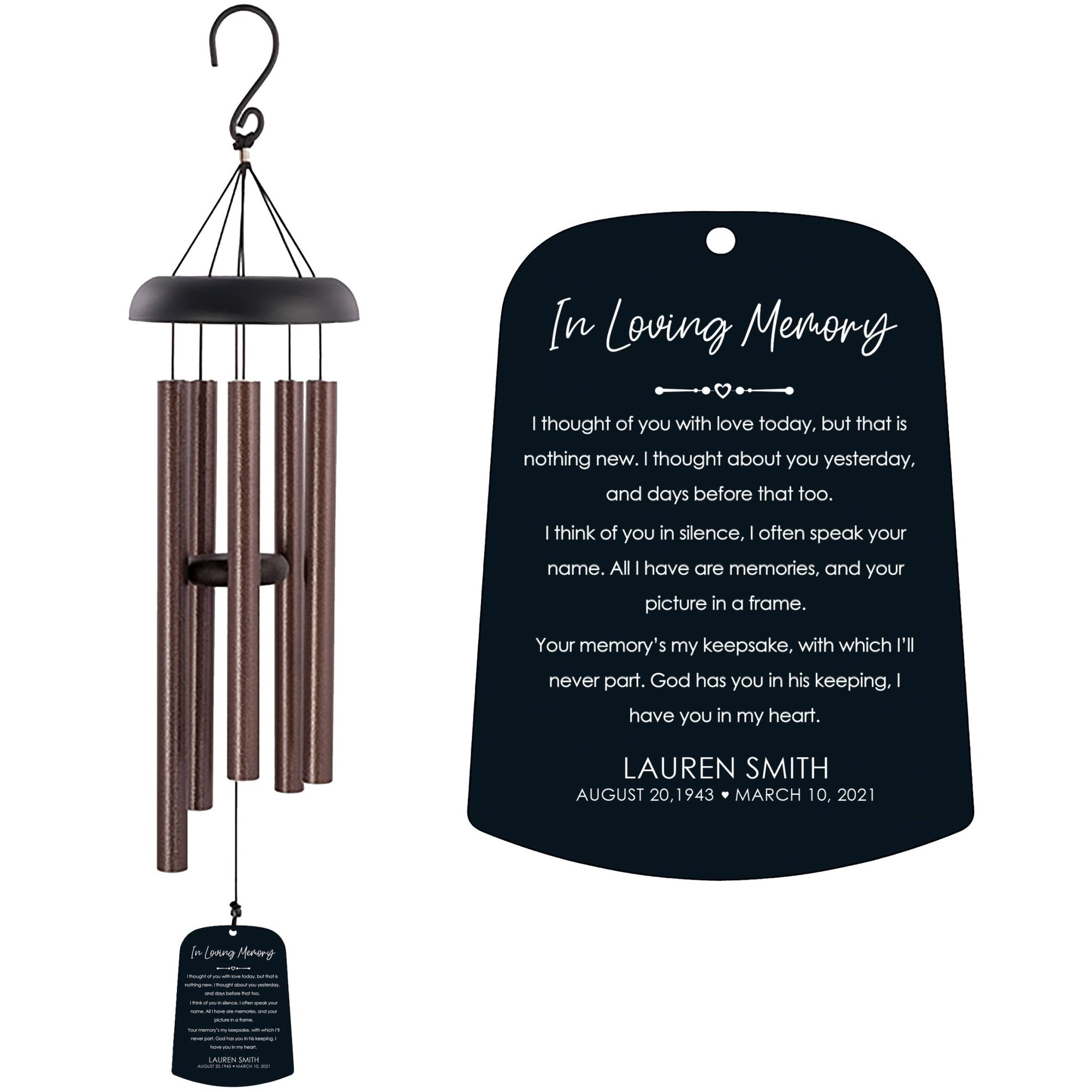 Personalized Memorial Wind Chime Sail Sympathy Gift - I Thought Of You - LifeSong Milestones