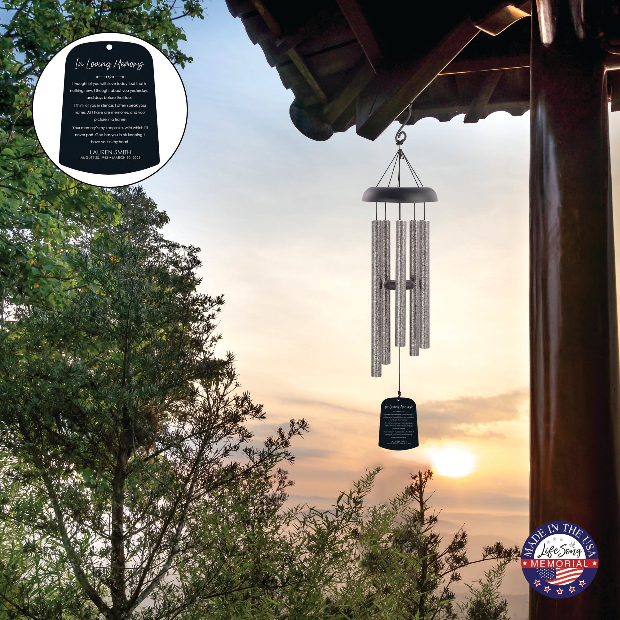 Personalized Memorial Wind Chime Sail Sympathy Gift - I Thought Of You - LifeSong Milestones