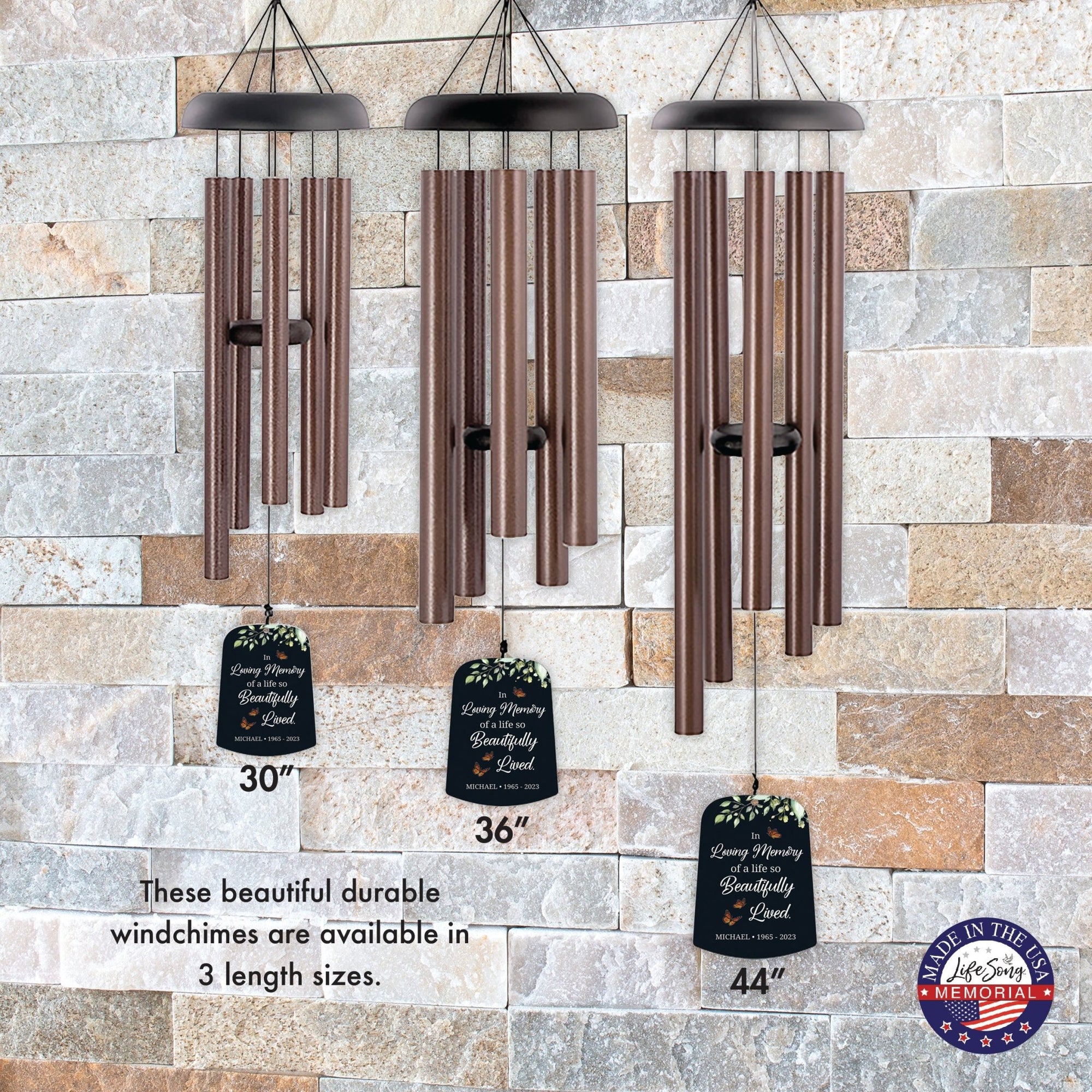 Personalized Memorial Wind Chime Sail Sympathy Gift - In Loving Memory (leaves) - LifeSong Milestones