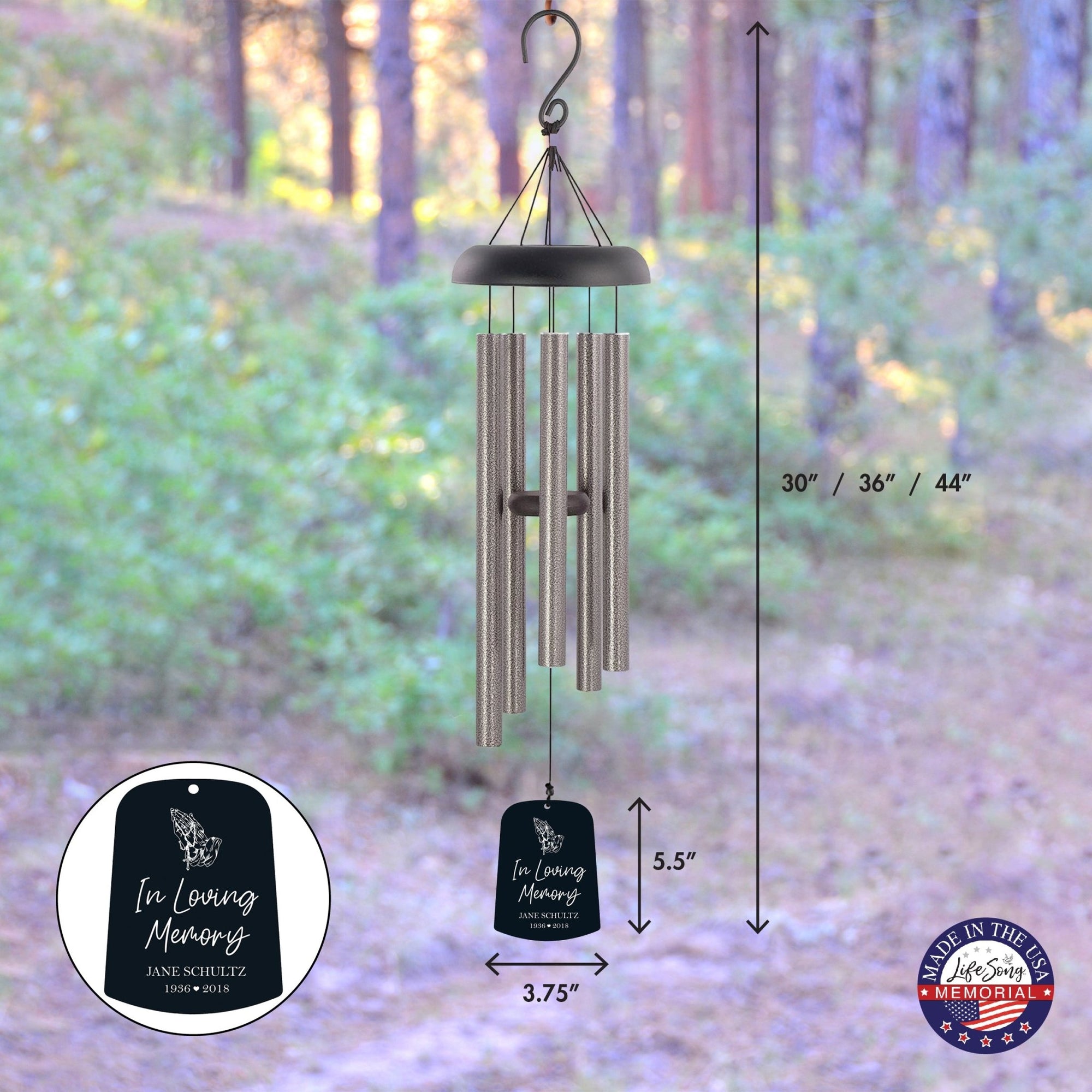 Personalized Memorial Wind Chime Sail Sympathy Gift - In Loving Memory (rosary) - LifeSong Milestones