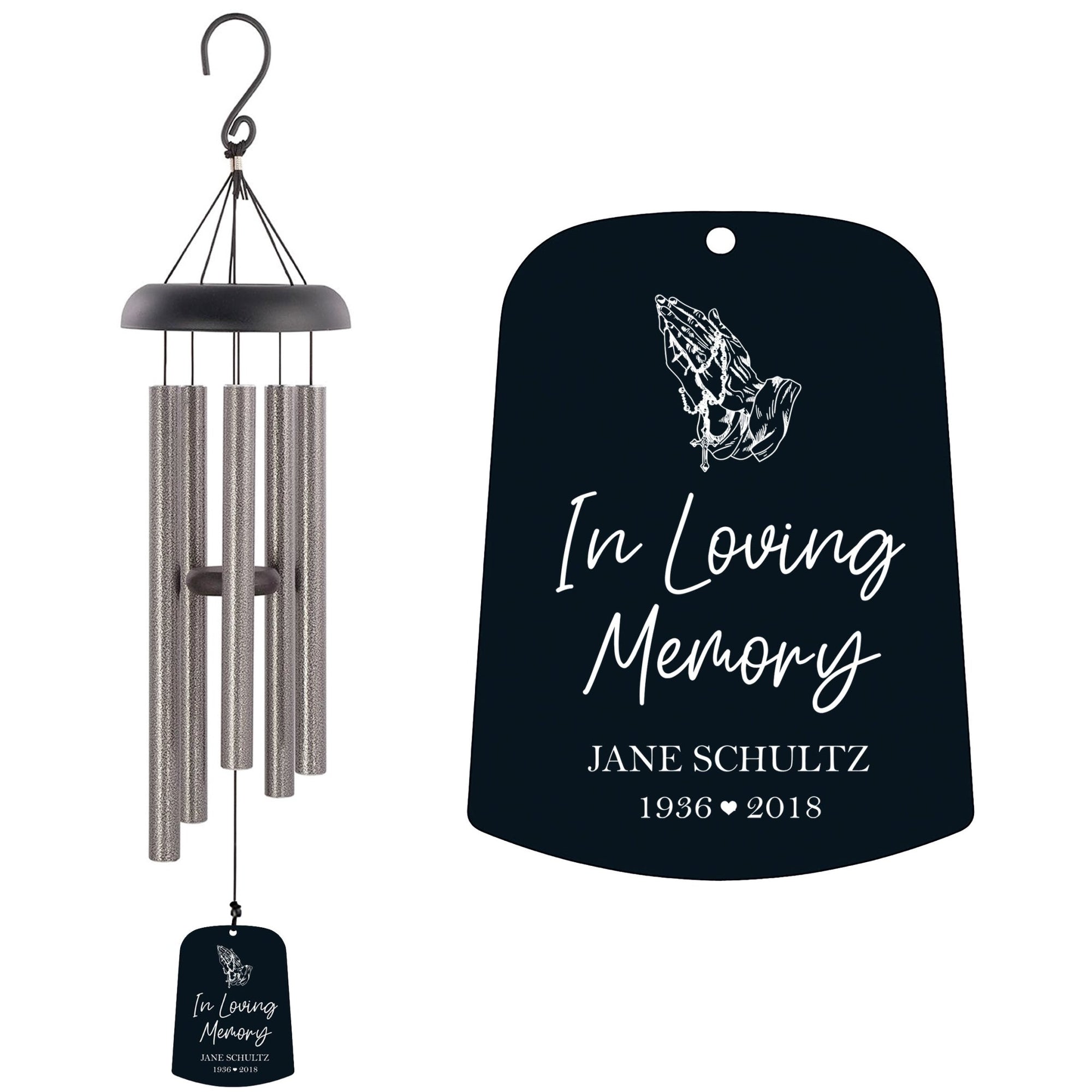 Personalized Memorial Wind Chime Sail Sympathy Gift - In Loving Memory (rosary) - LifeSong Milestones