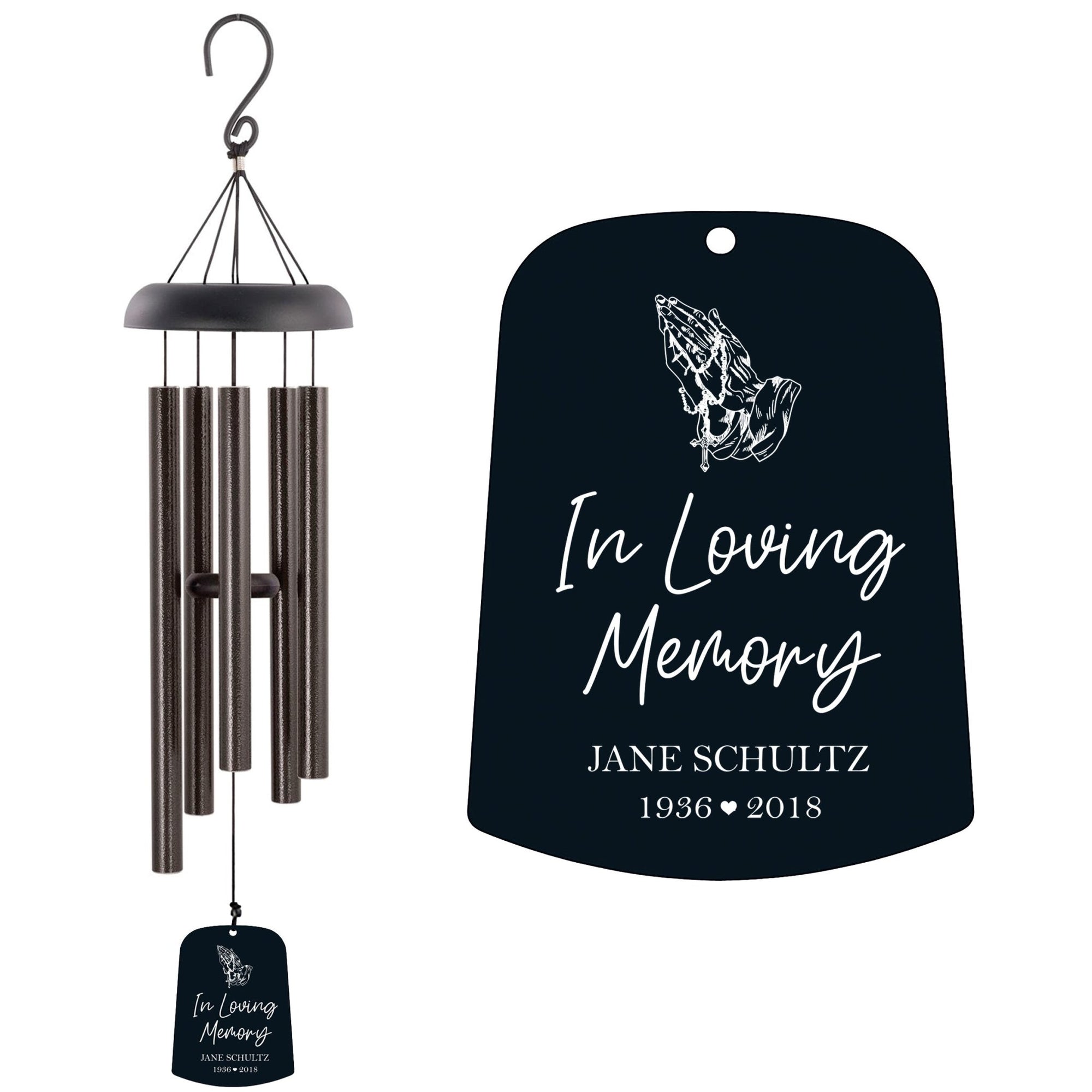 Personalized Memorial Wind Chime Sail Sympathy Gift - In Loving Memory (rosary) - LifeSong Milestones